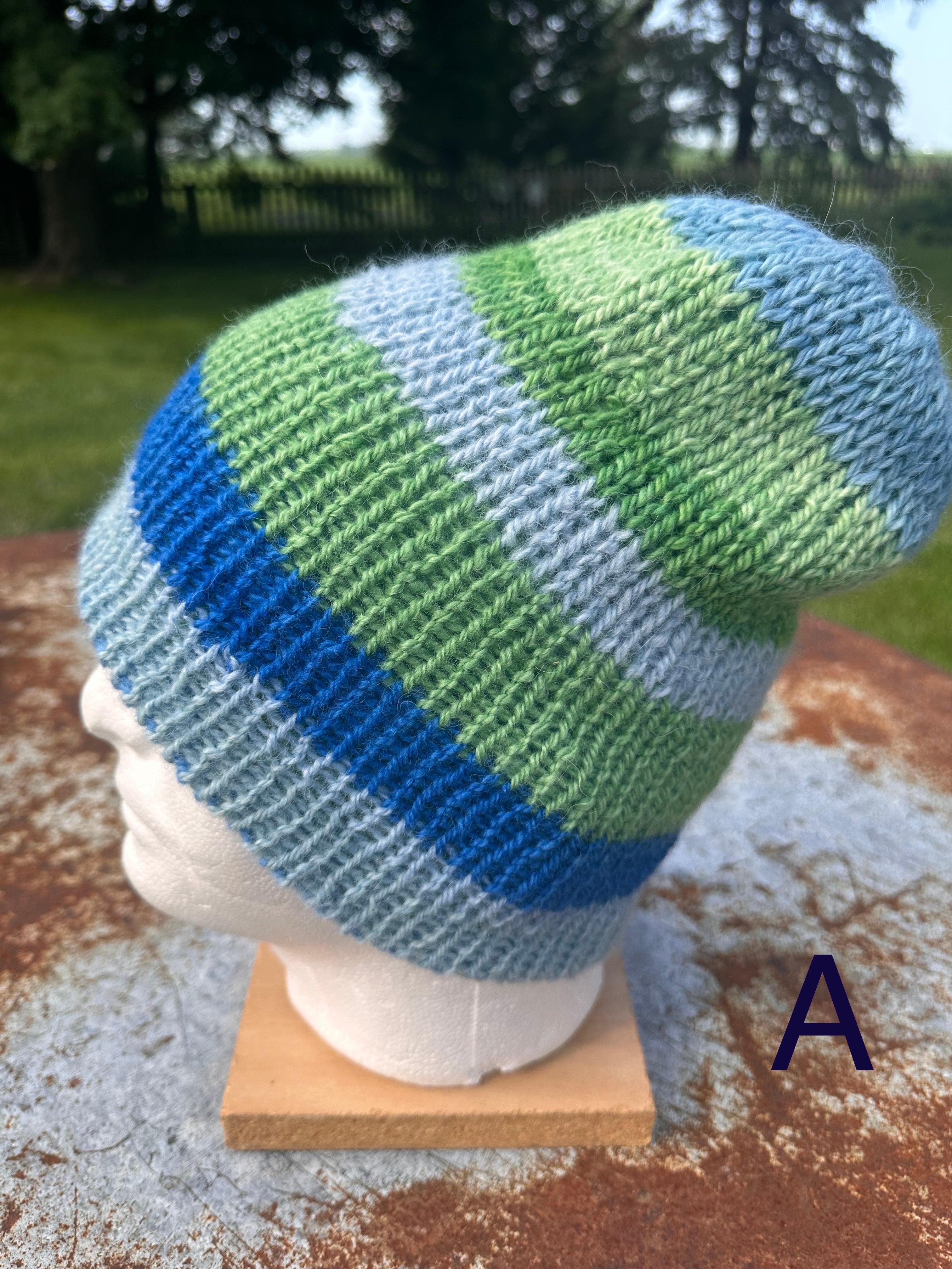 Thick Reversible English Double knit Alpaca hat with fold over brim