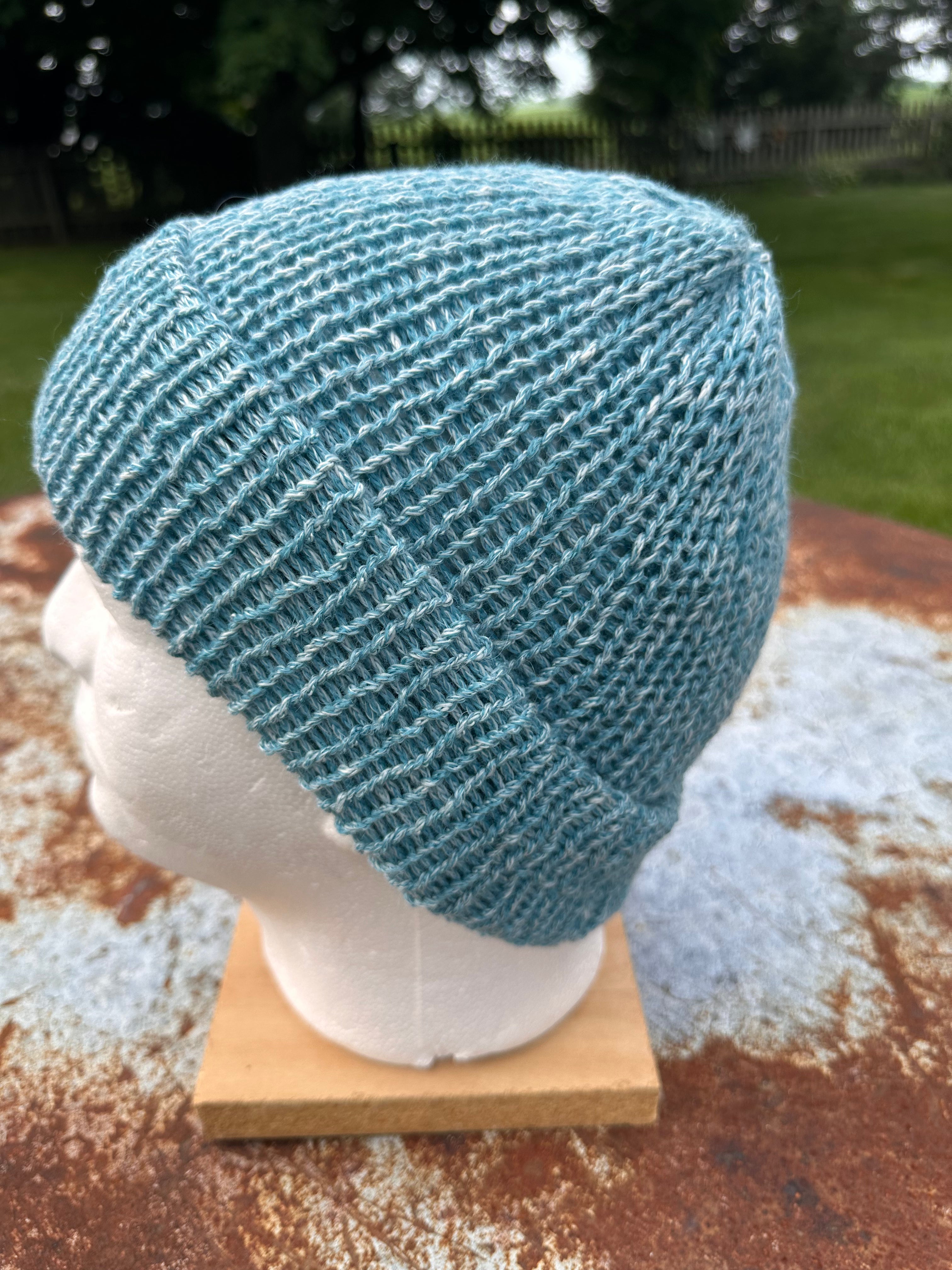Lightweight double knit Alpaca hat with fold over brim