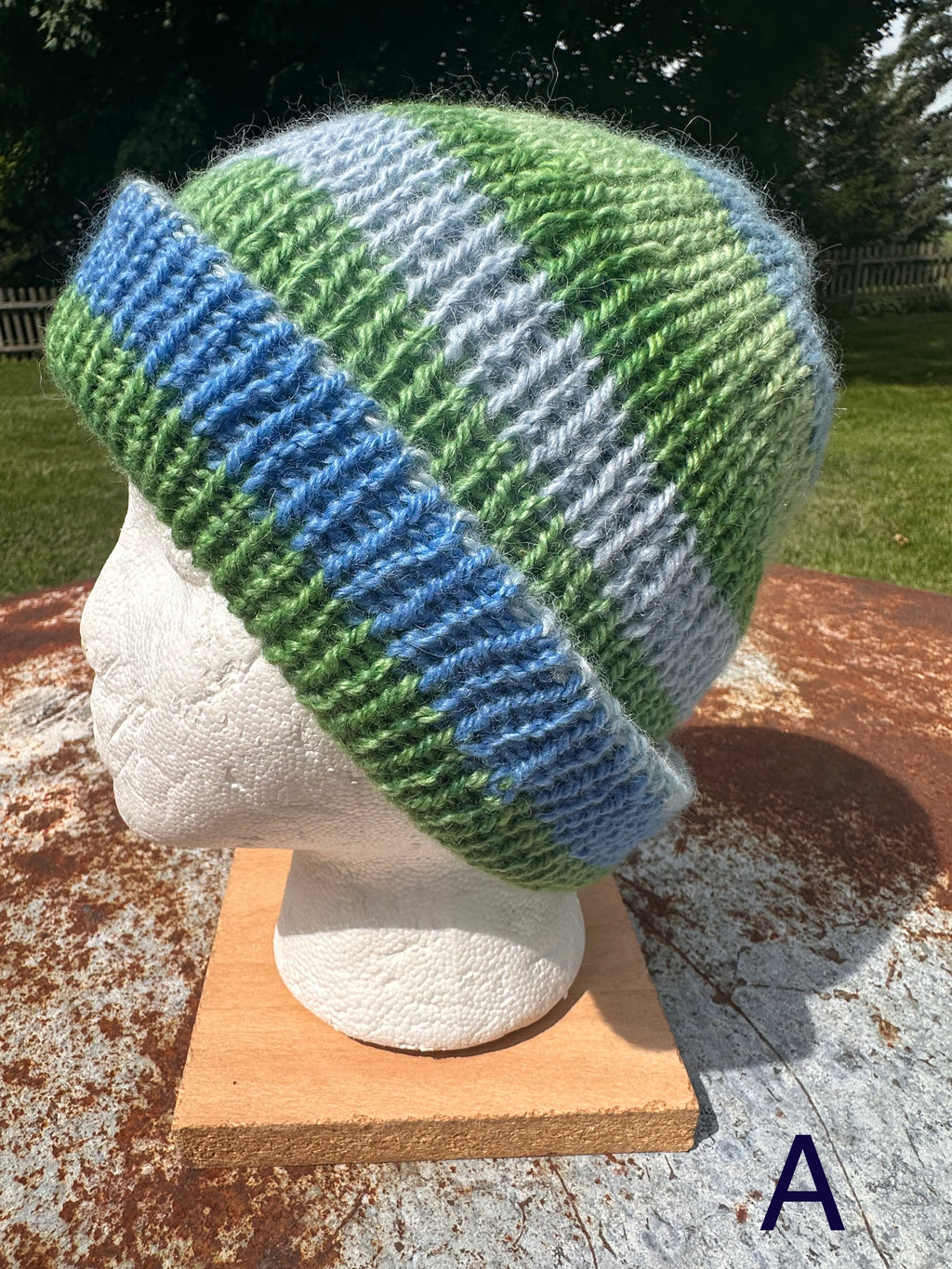 Thick Reversible English Double knit Alpaca hat with fold over brim
