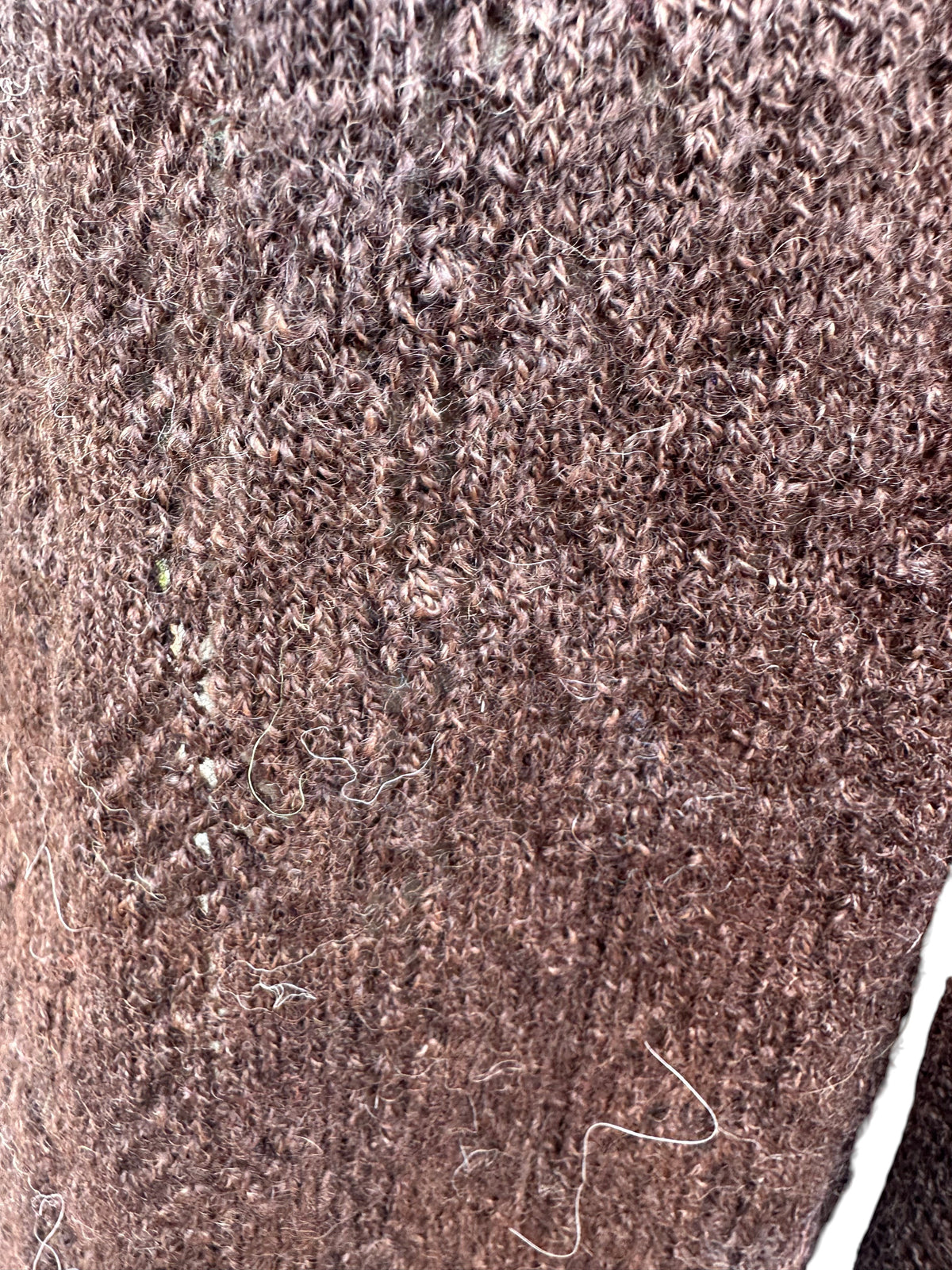 Oak Crest Alpacas and More dark brown machine knit 100% alpaca lace scarf with soft textured yarn