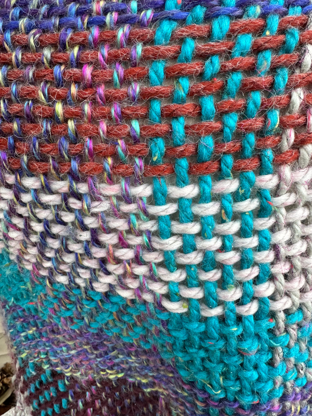 Hand woven alpaca shawl with fringe. 20% Alpaca  plus Acrylic. Chunky yarn.