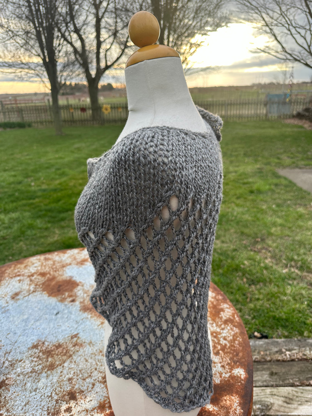 Alpaca hand knit  shawl. Luxury.
