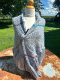 Hand woven alpaca shawl with fringe. 20% Alpaca  plus Acrylic. Chunky yarn.