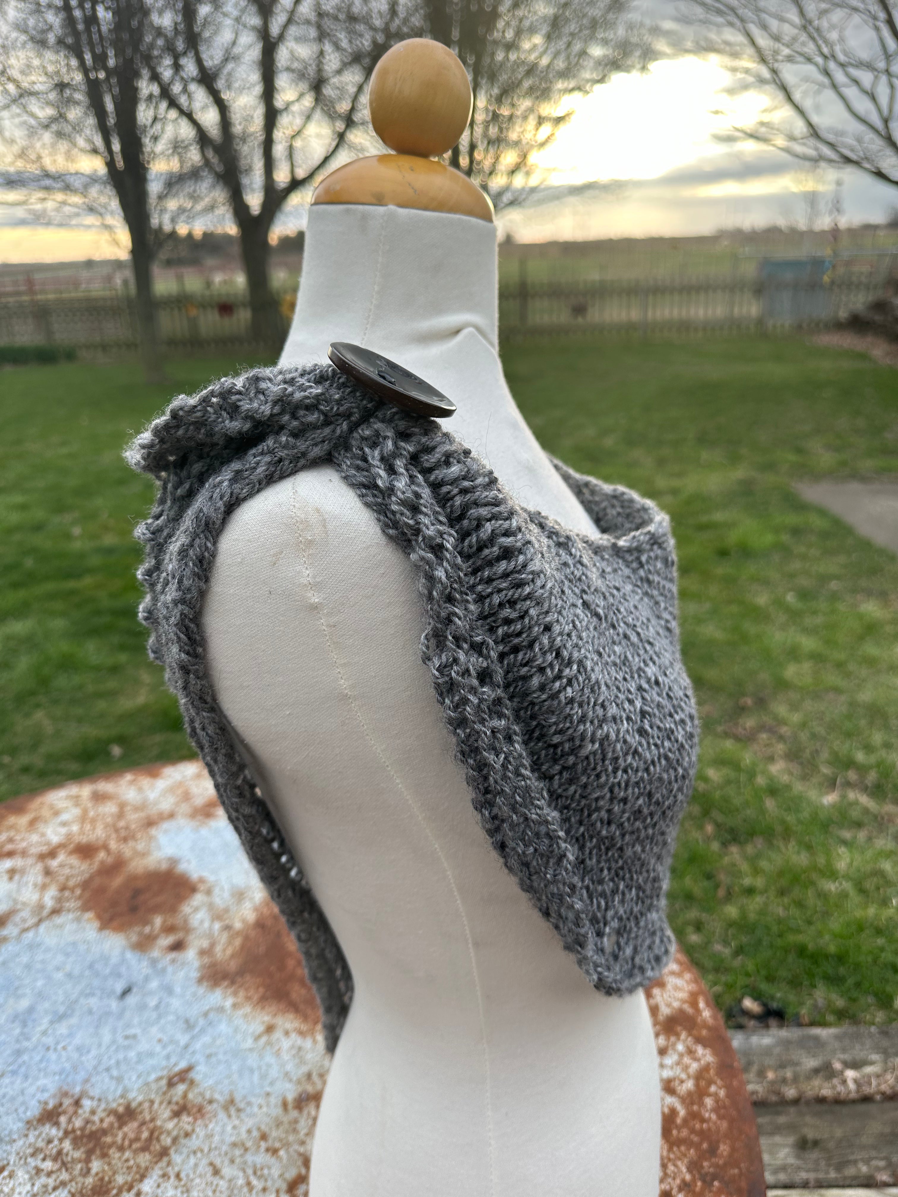 Alpaca hand knit  shawl. Luxury.