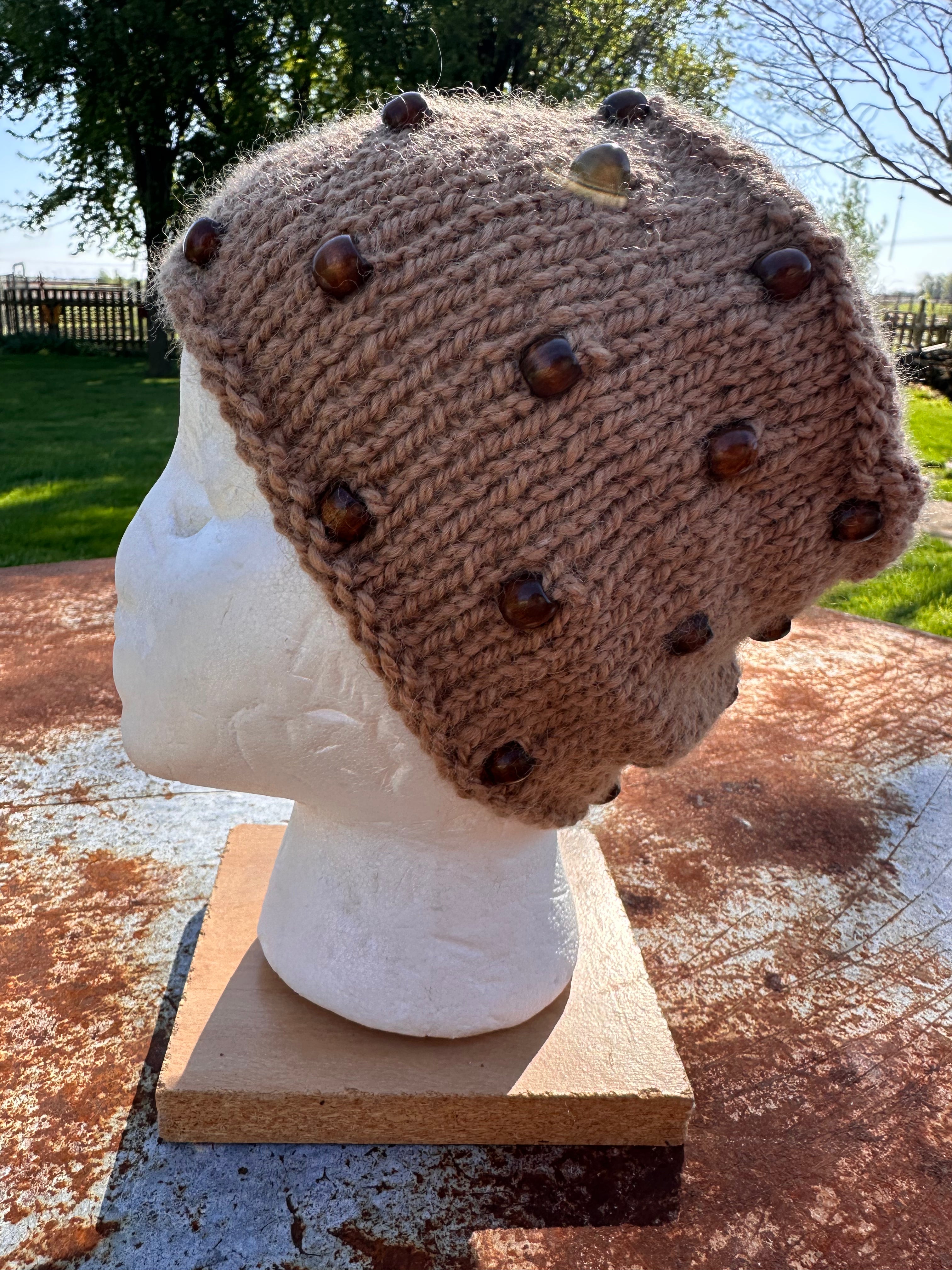 Chunky 100% Alpaca hand knit hat. Natural fiber.