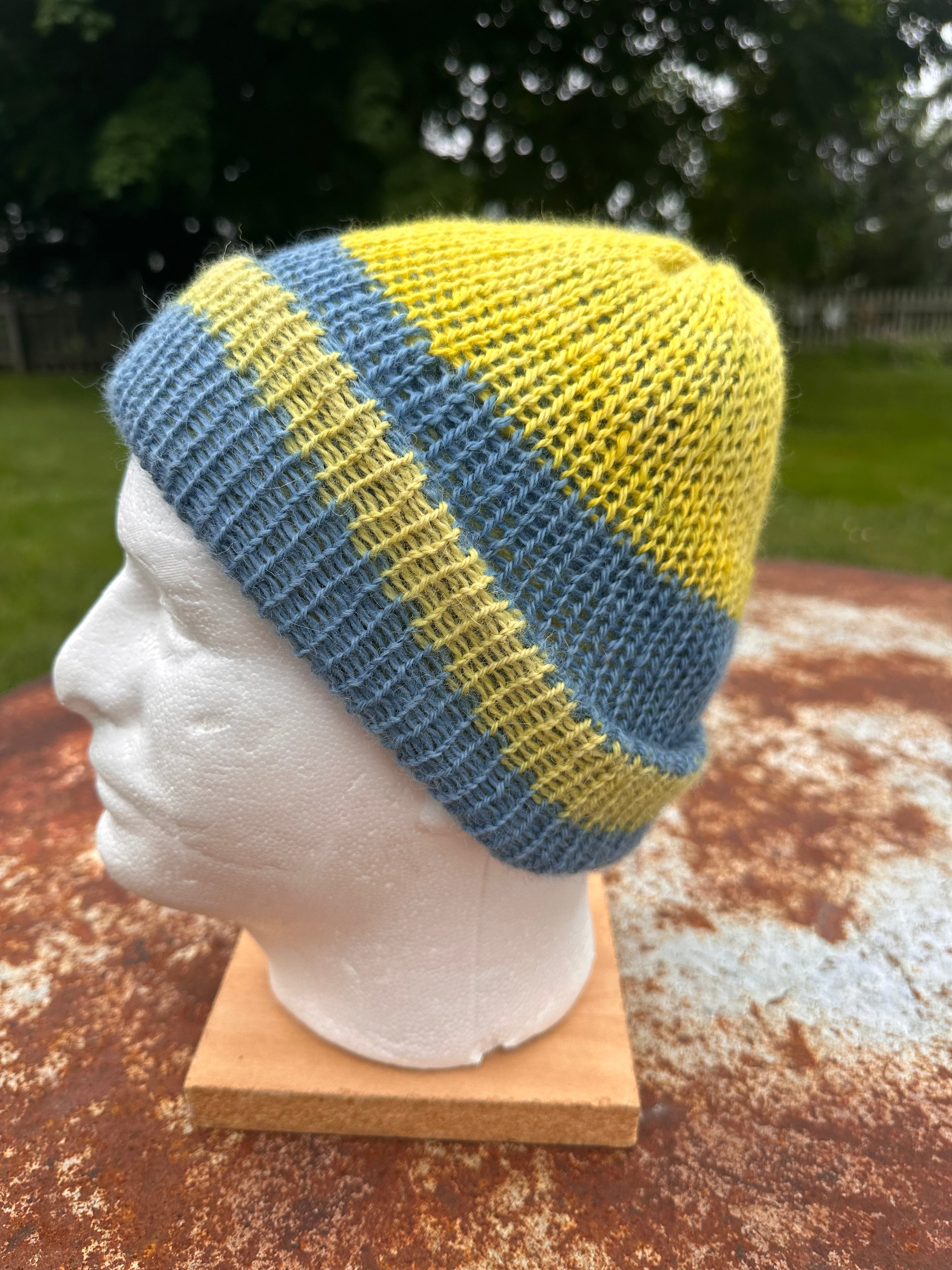 English Double knit Alpaca hat with fold over brim