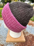 Double knit Alpaca hat with fold over brim. REbersible. 3 colors.