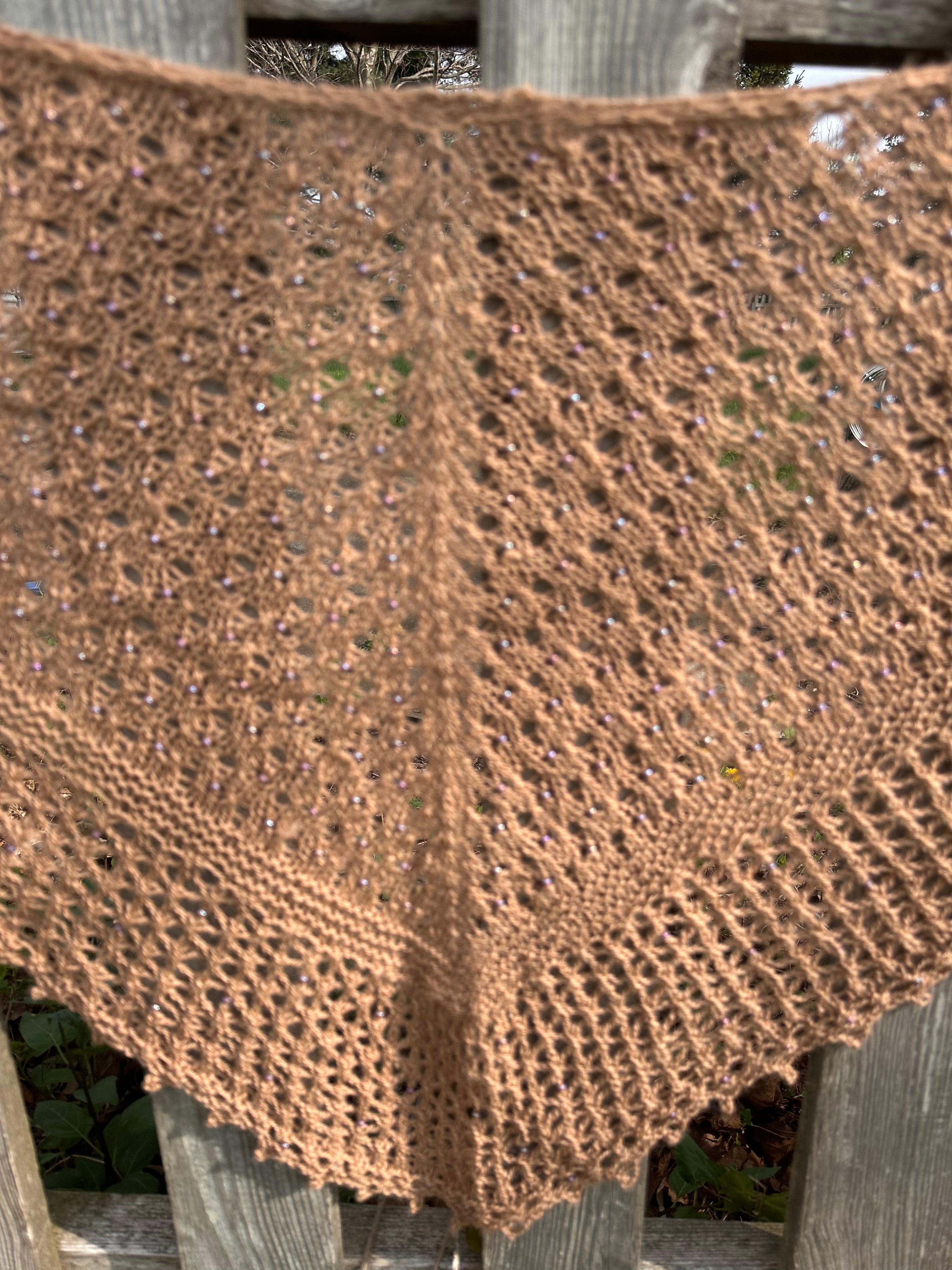 Hand knit 100% Alpaca beaded lace shawl. Luxury.