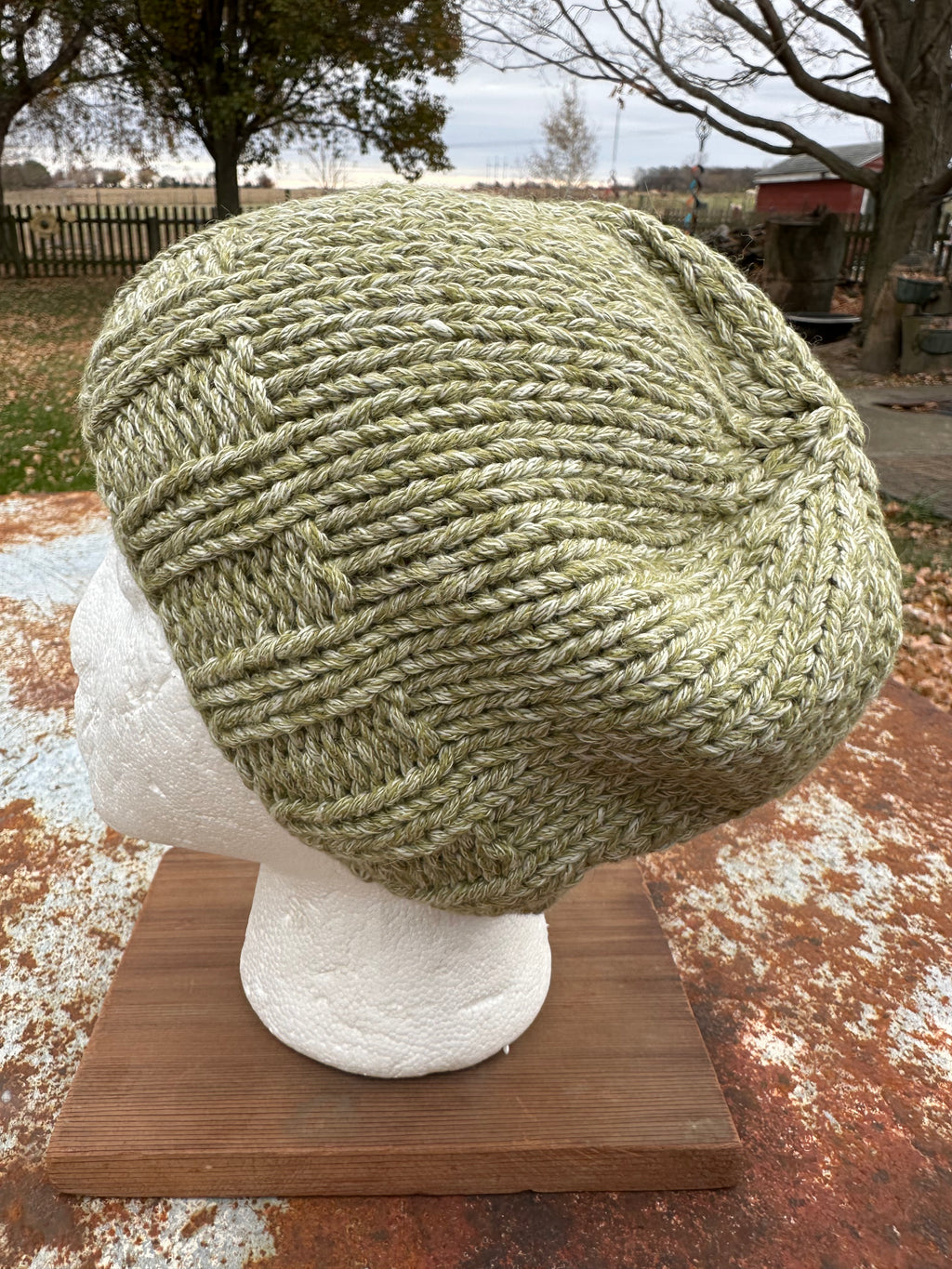 Alpaca/Cotton  textured chunky  hat. Hand knit. Natural Fiber.