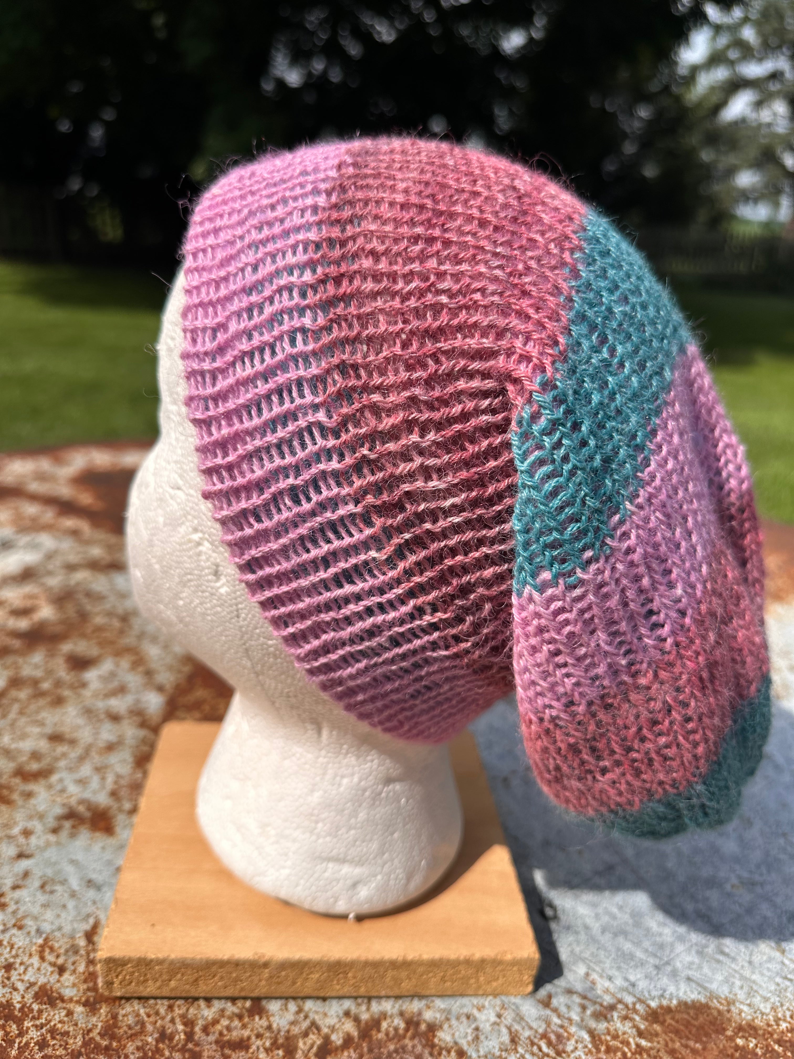 Lightweight double knit Alpaca hat with fold over brim