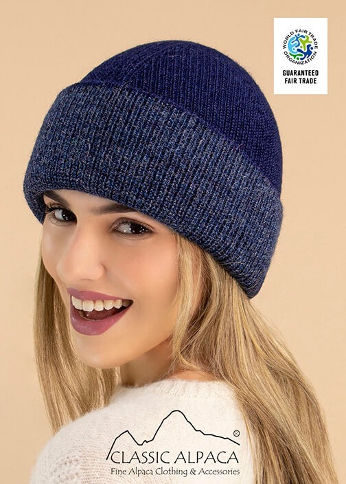 Classic Alpaca Unisex Reversible knit English Alpaca Hat image 1
