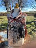 Hand woven alpaca shawl with fringe. 20% Alpaca  plus Acrylic. Chunky yarn.
