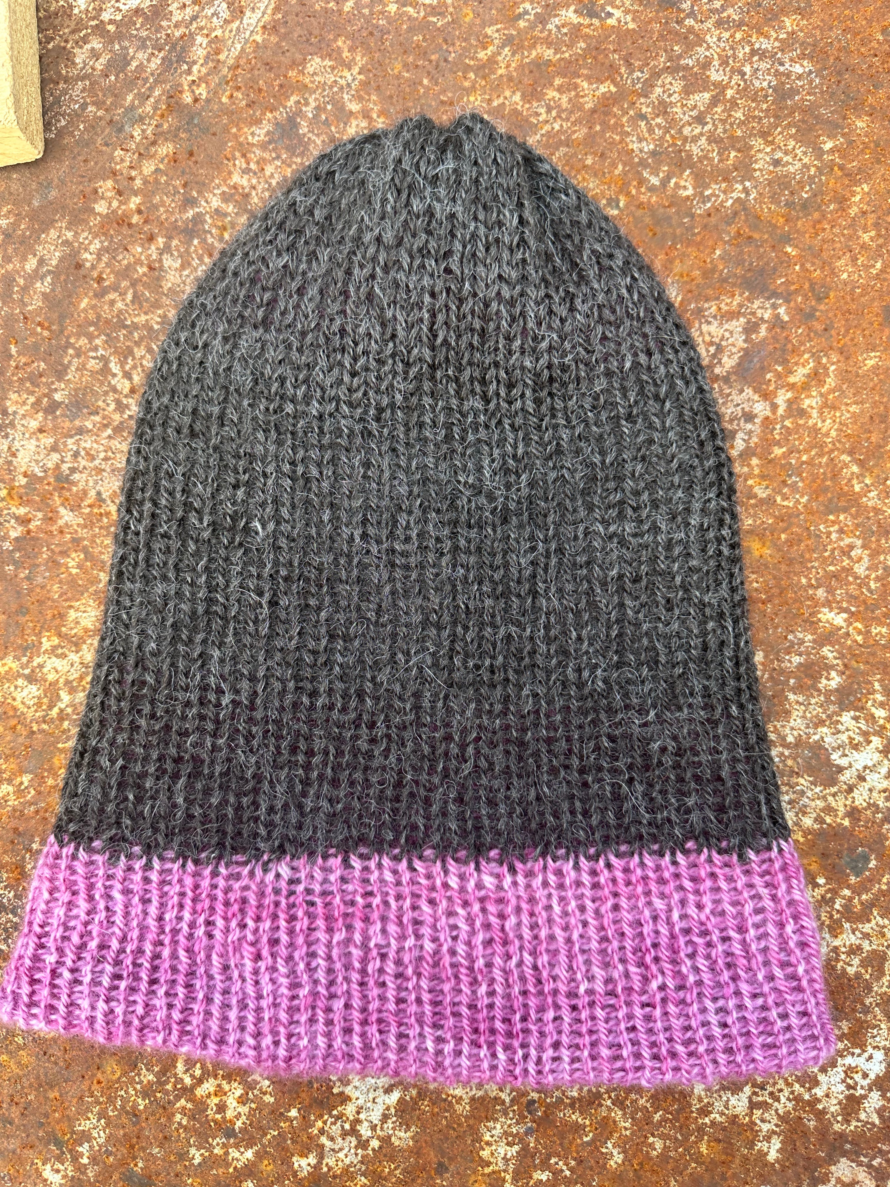 Double knit Alpaca hat with fold over brim. REbersible. 3 colors.