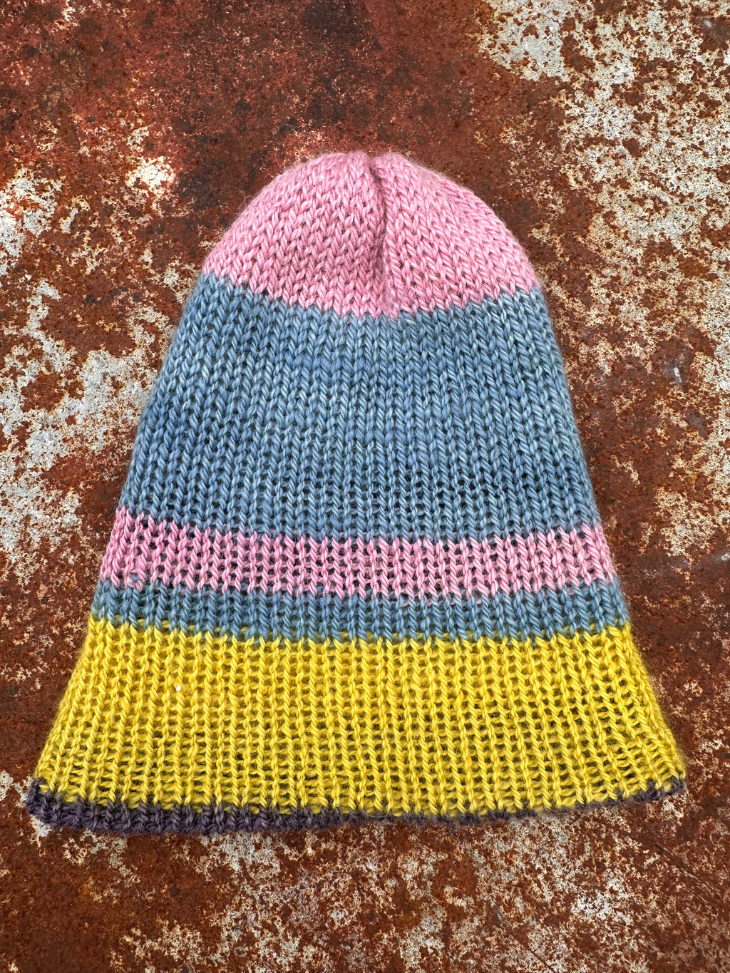 Thick Reversible English Double knit Alpaca hat with fold over brim