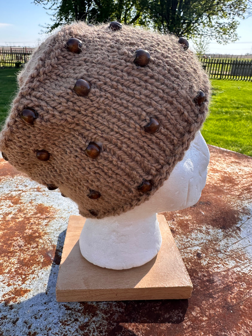 Chunky 100% Alpaca hand knit hat. Natural fiber.