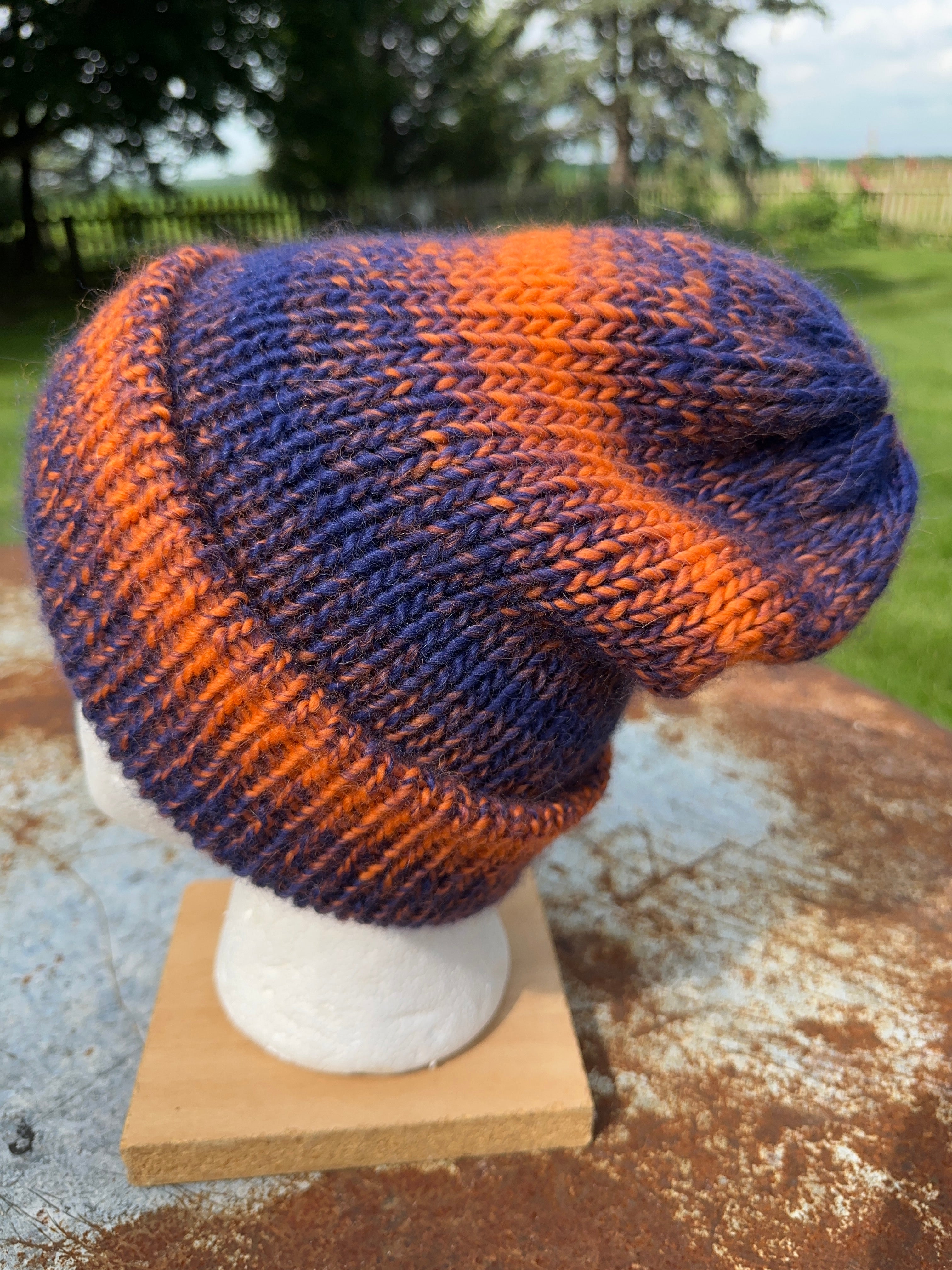 Double knit Alpaca hat with fold over brim