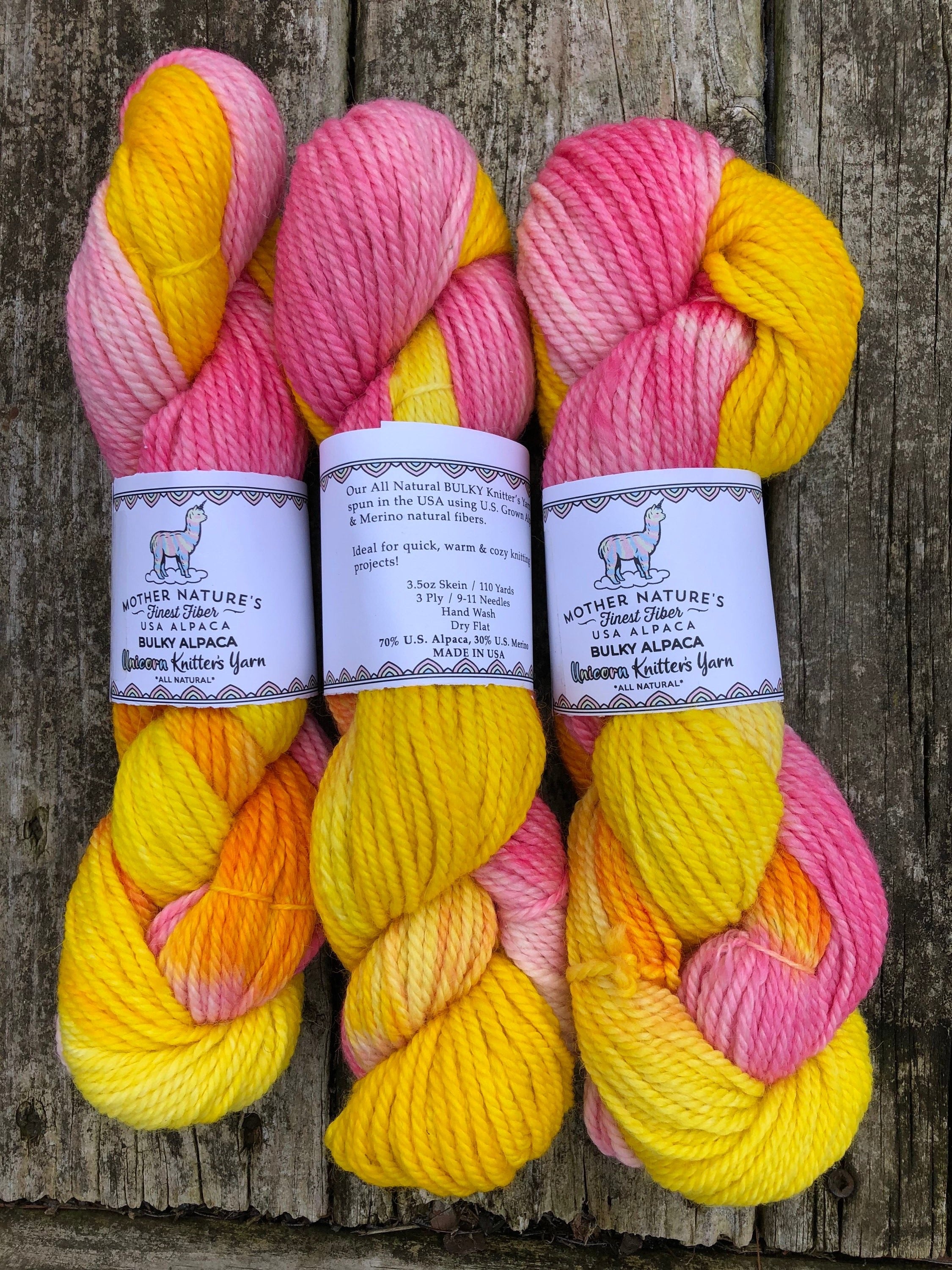 110 yards Chunky Alpaca/Merino Yarn.