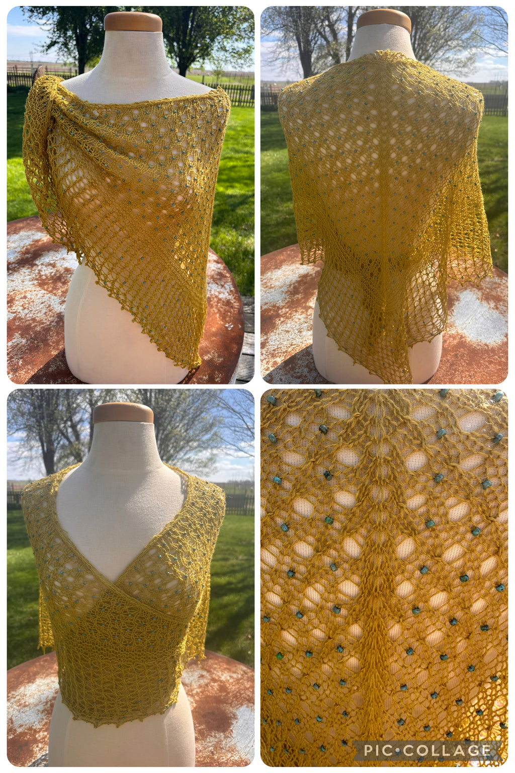 Hand knit Llama/Silk beaded lace shawl. Luxury.