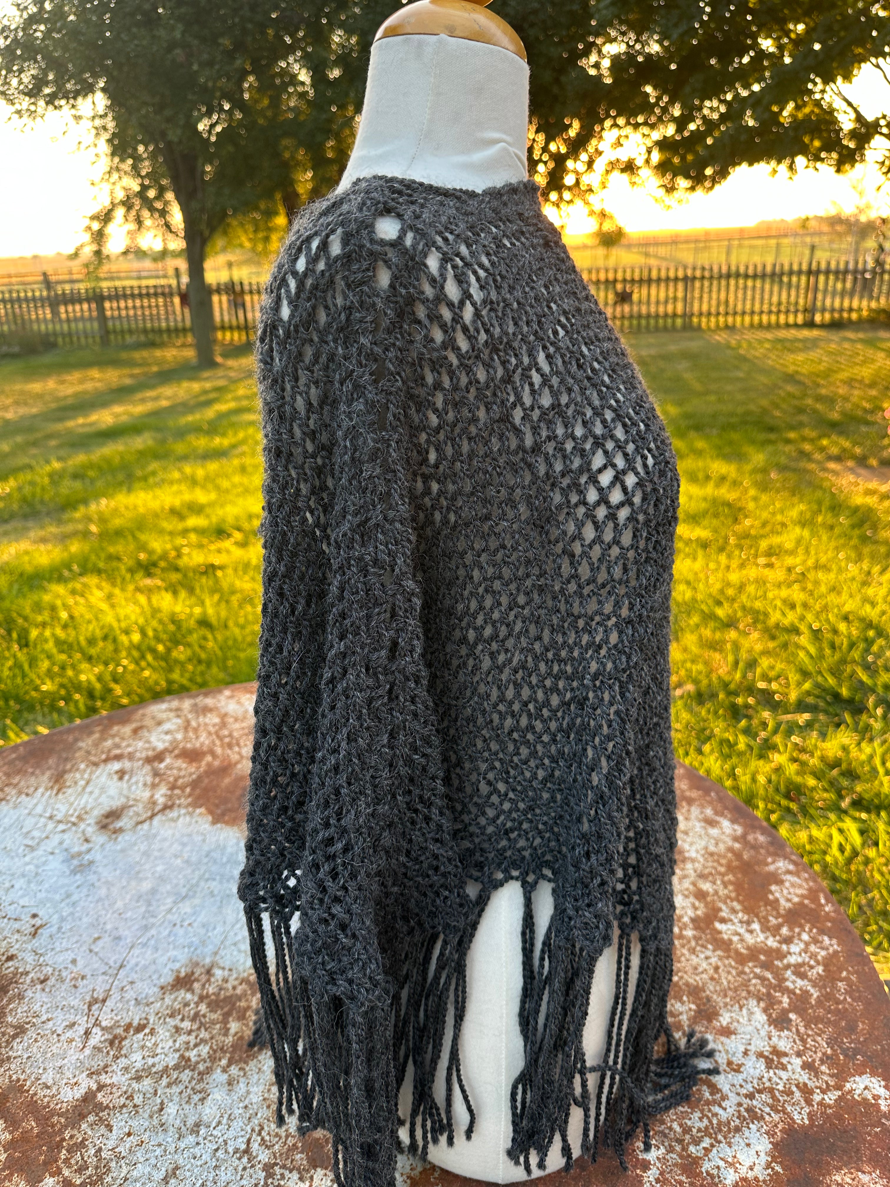 Hand Woven Alpaca Poncho. One Size Fits All.