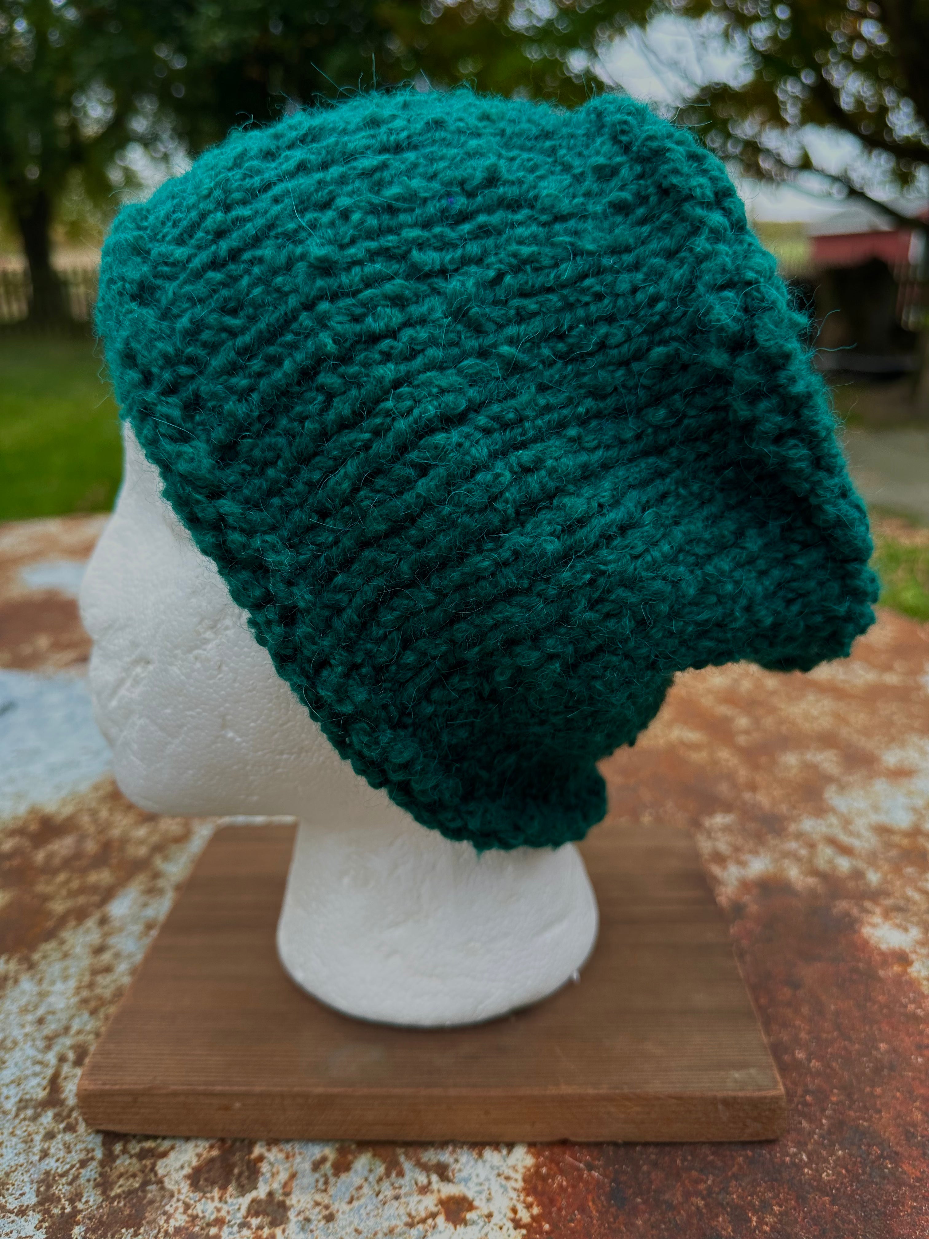Alpaca/Cotton  textured chunky  hat. Hand knit. Natural Fiber.