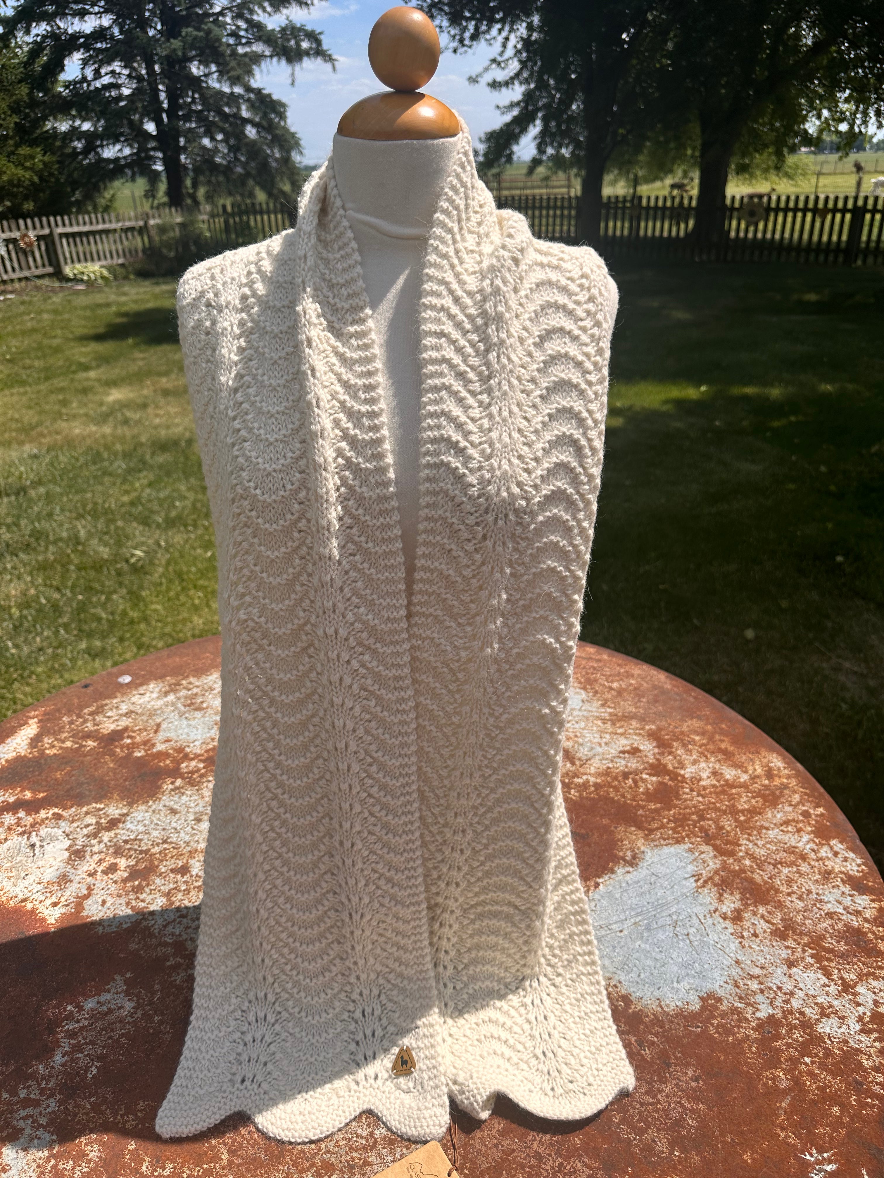 Classic Alpaca Scallop Lace Alpaca Scarf