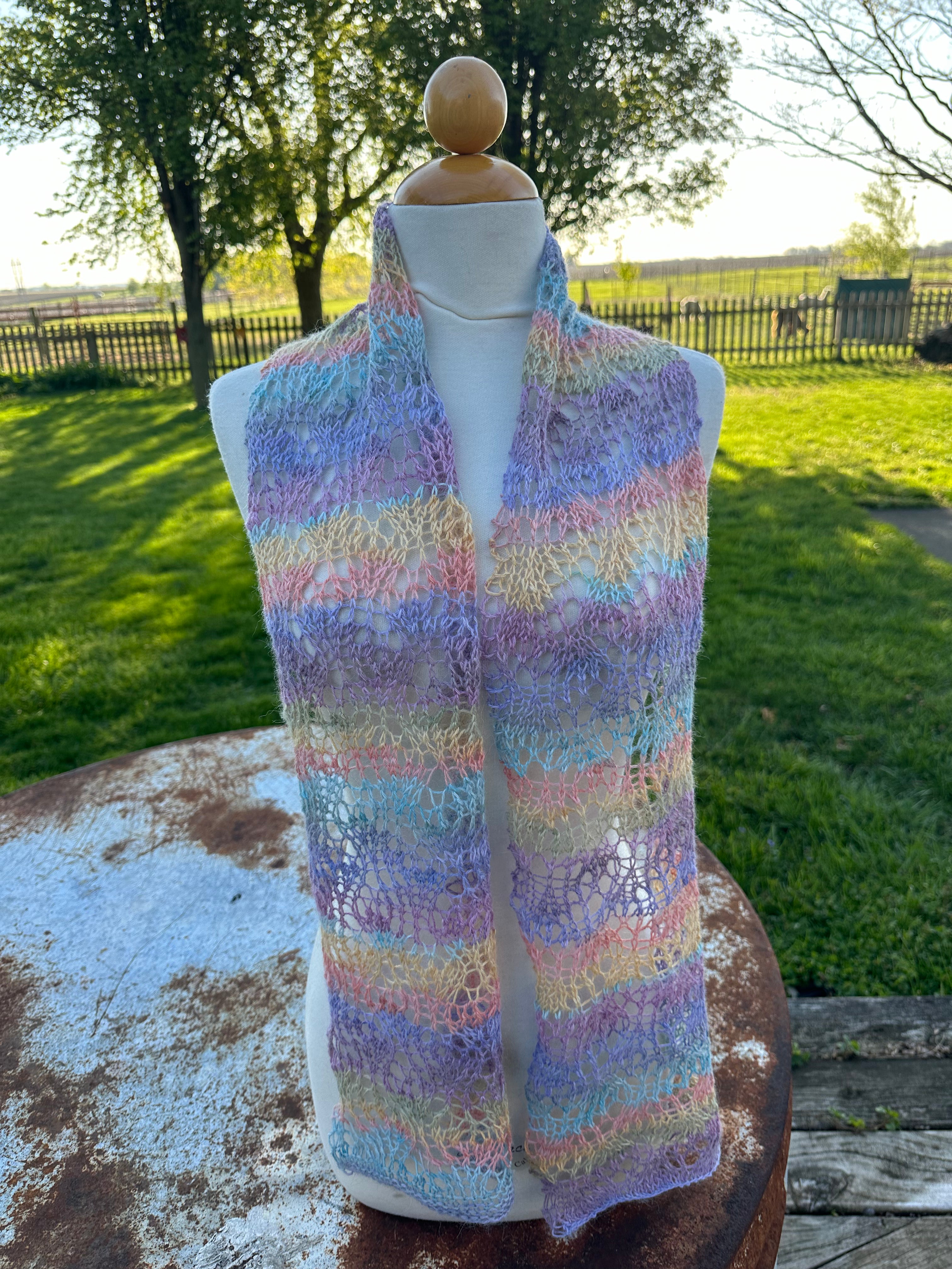 Lacey Alpaca scarf. Hand knit.