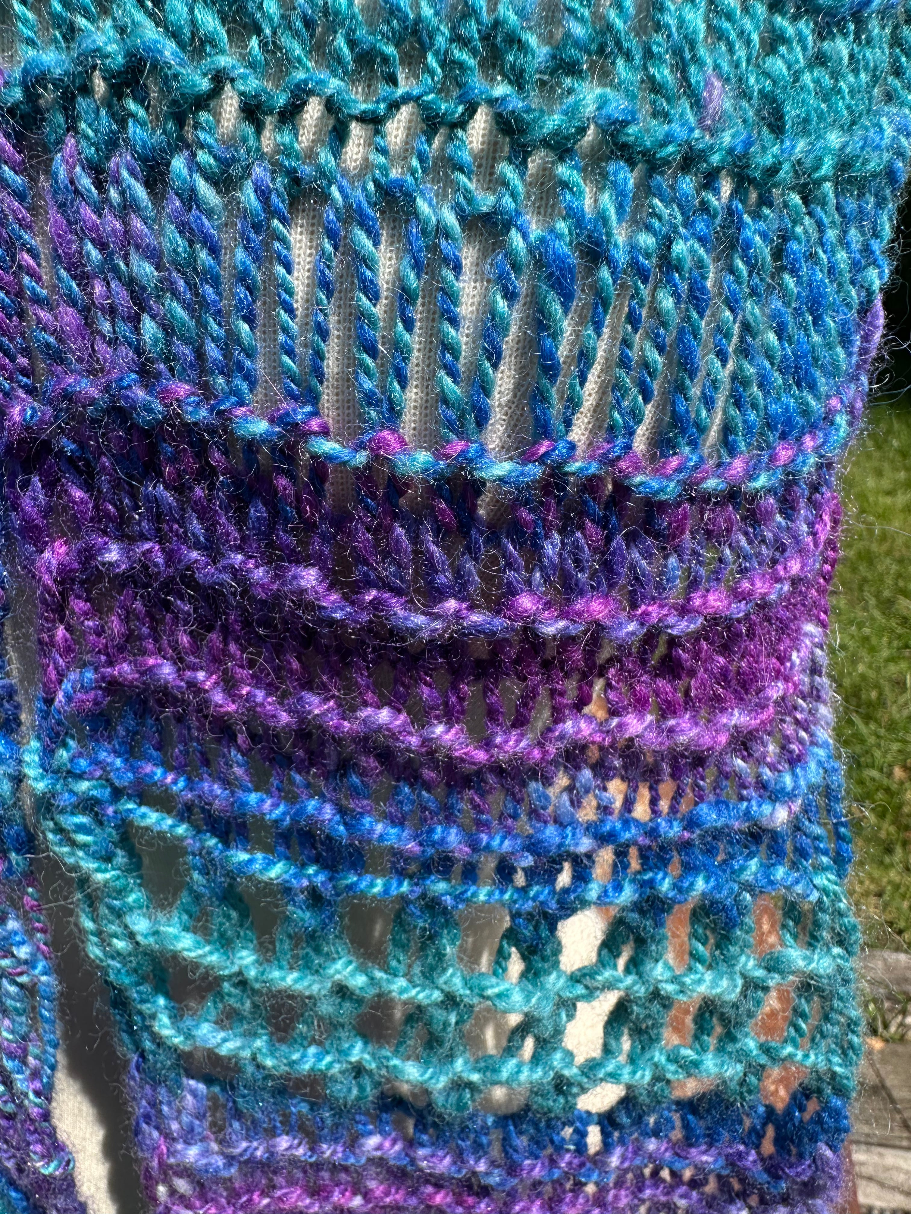 100% USA Alpaca Chunky.  Hand spun hand knit scarf. Very soft and warm.