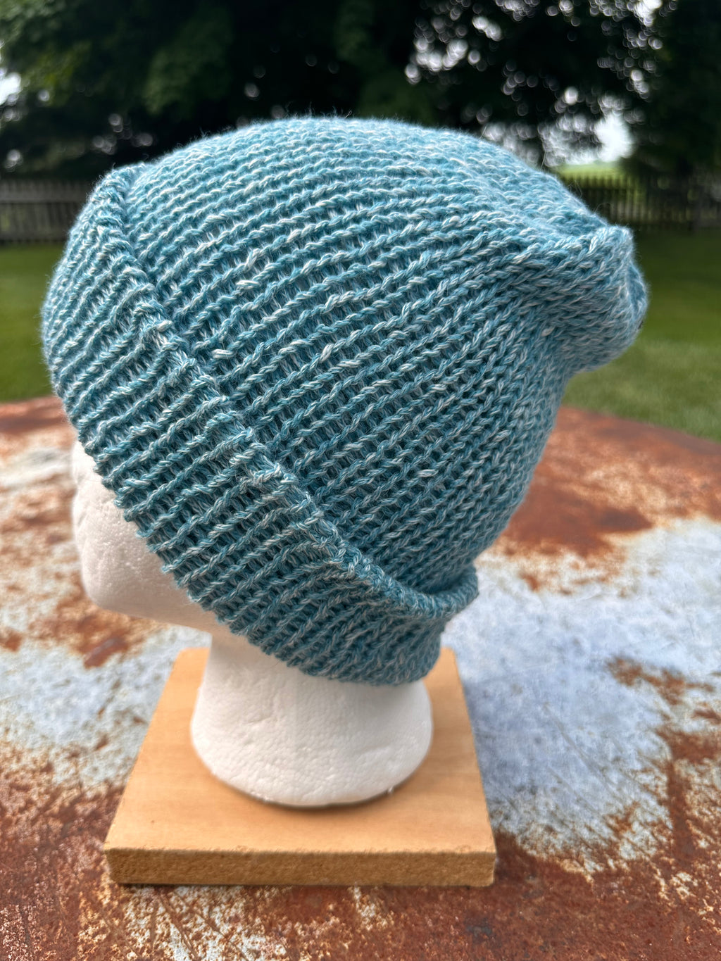 Lightweight double knit Alpaca hat with fold over brim