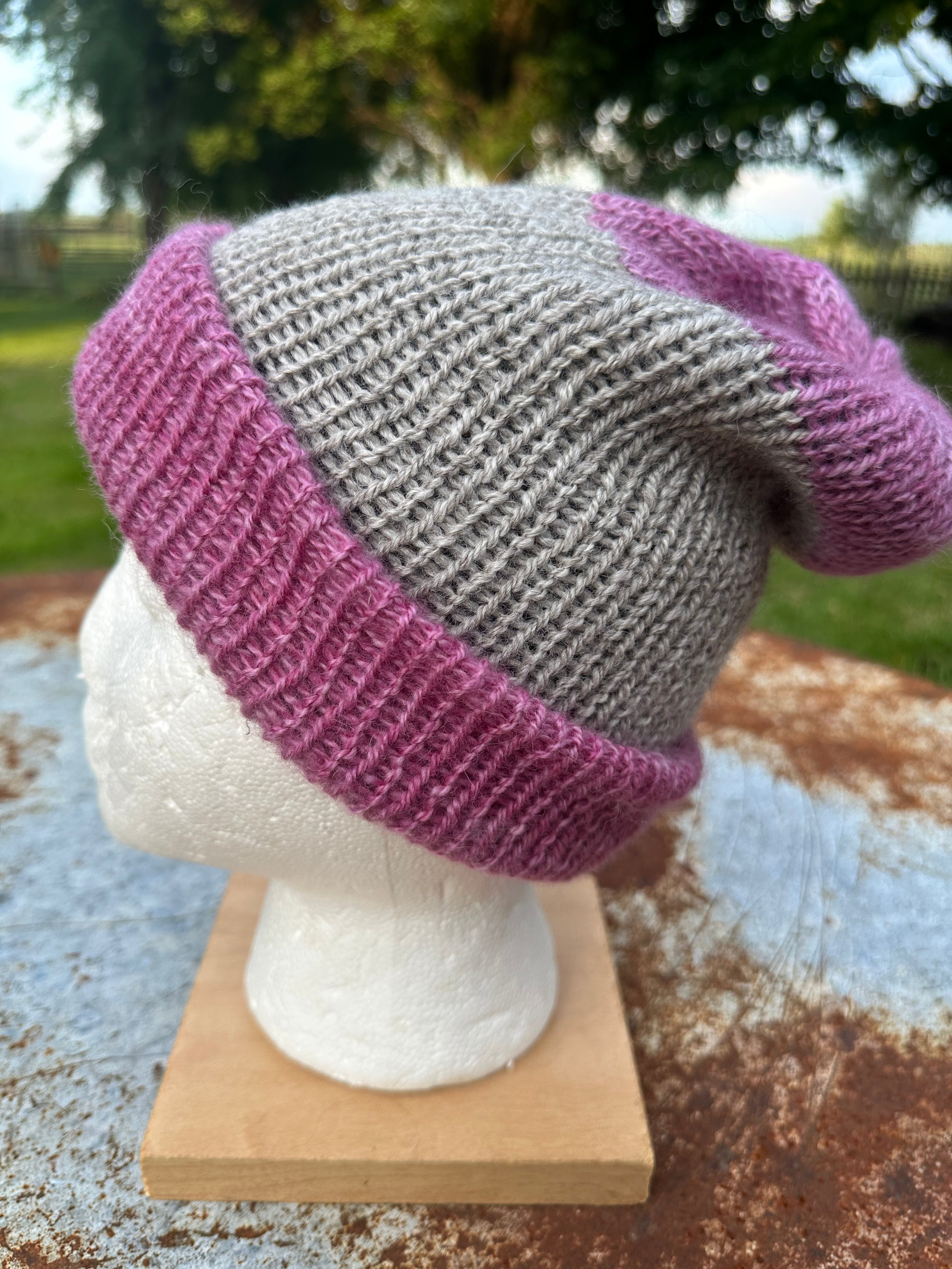 Double knit Alpaca hat with fold over brim. REbersible. 3 colors.