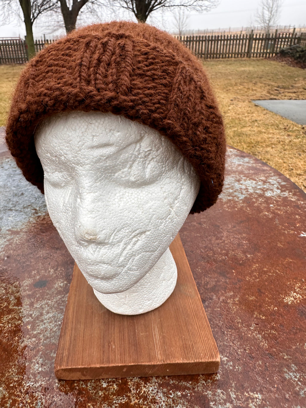 Chunky 100% Alpaca hand knit hat. Natural fiber.