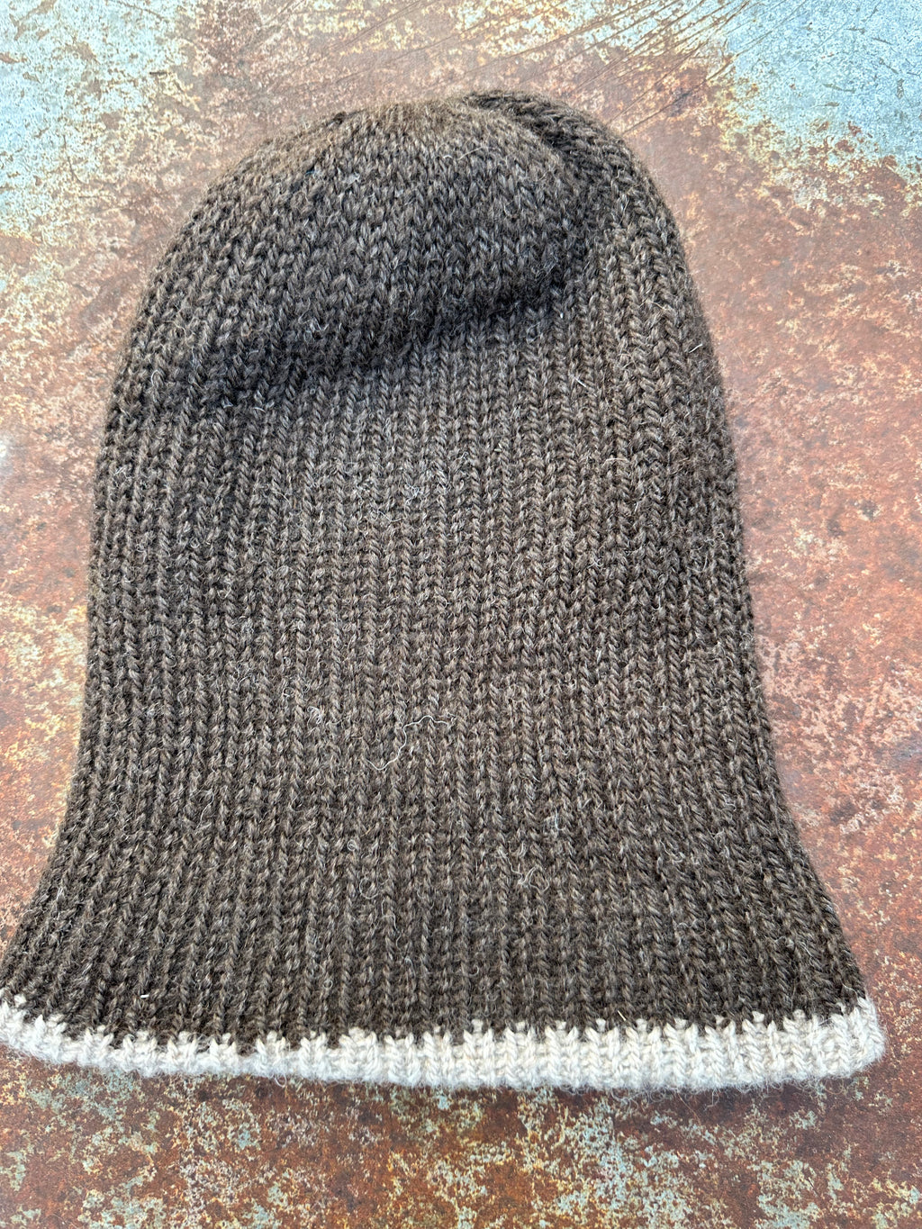 Double knit Alpaca hat with fold over brim
