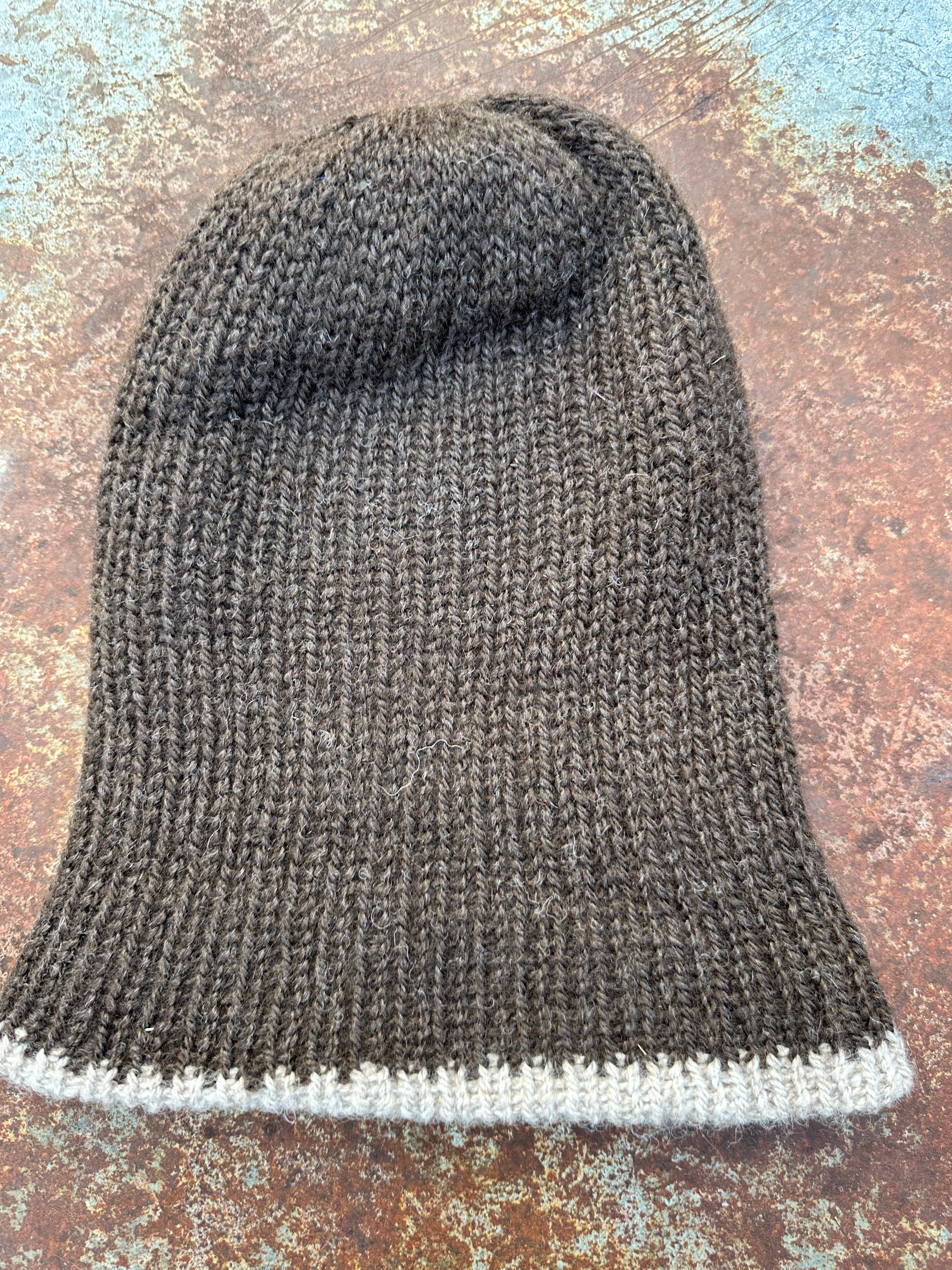 Double knit Alpaca hat with fold over brim