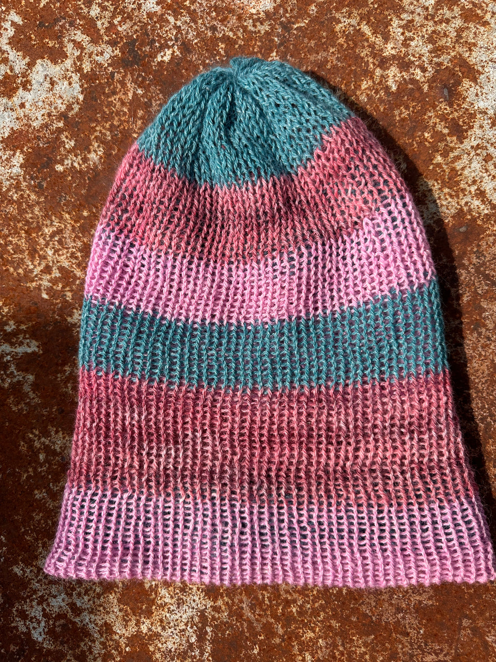 Lightweight double knit Alpaca hat with fold over brim