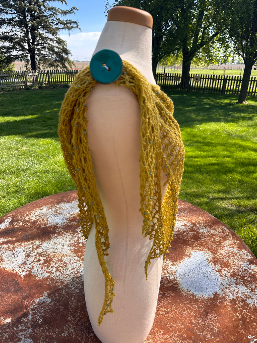Hand knit Llama/Silk beaded lace shawl. Luxury.