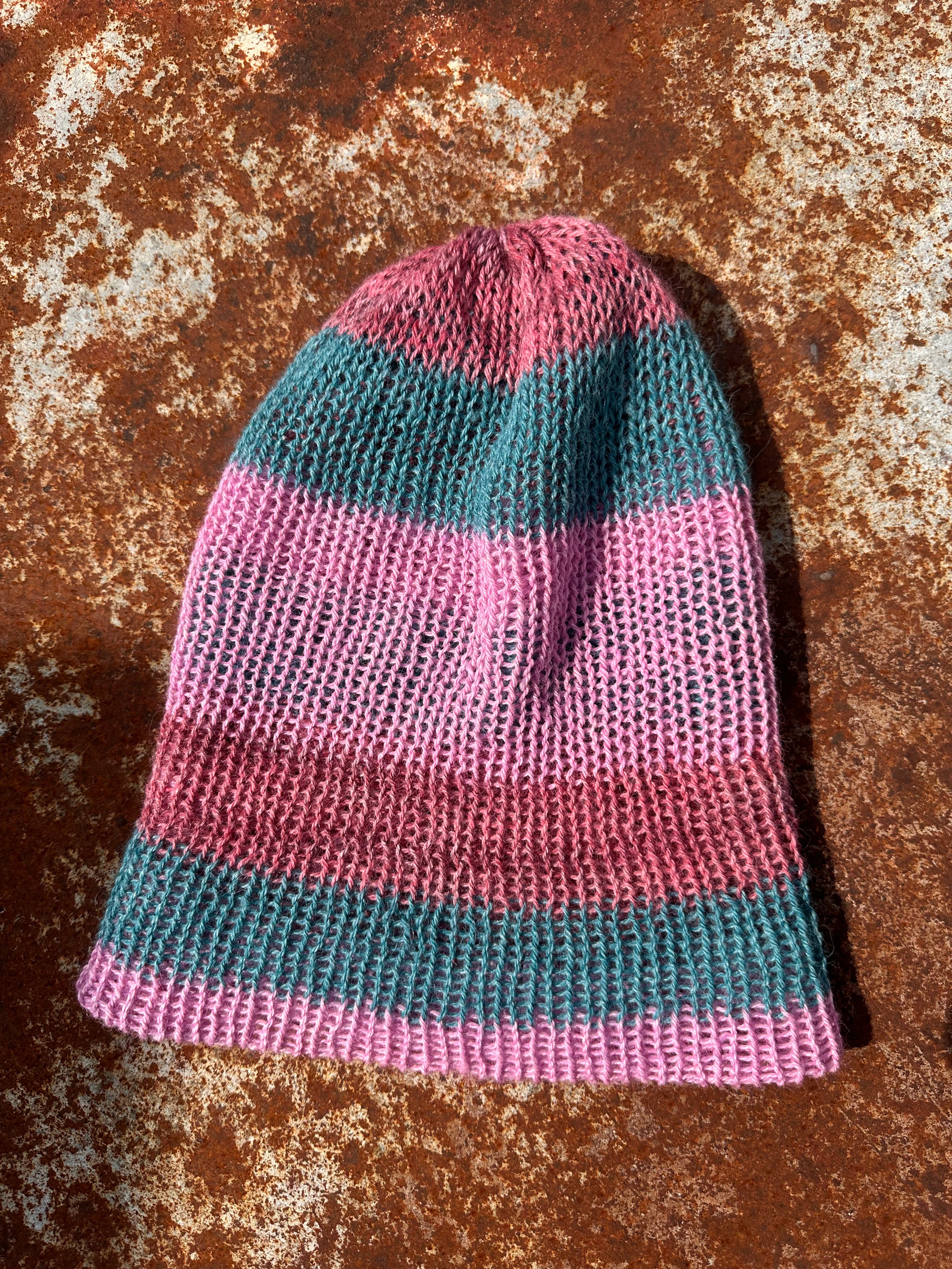 Lightweight double knit Alpaca hat with fold over brim