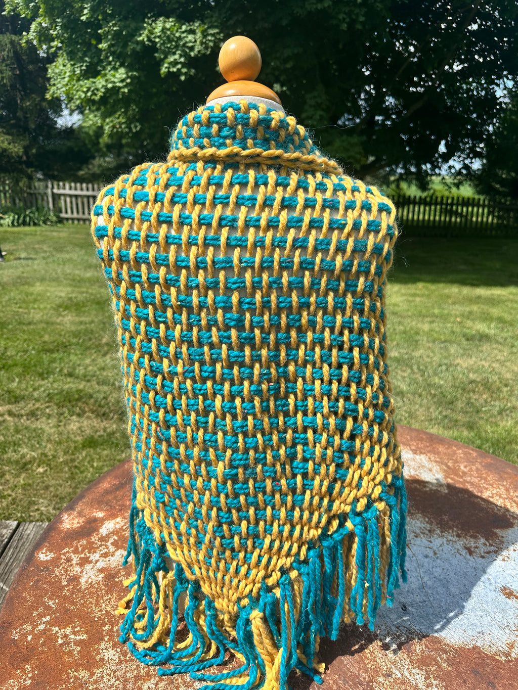Hand woven alpaca shawl with fringe. 20% Alpaca  plus Acrylic. Chunky yarn. (Copy)