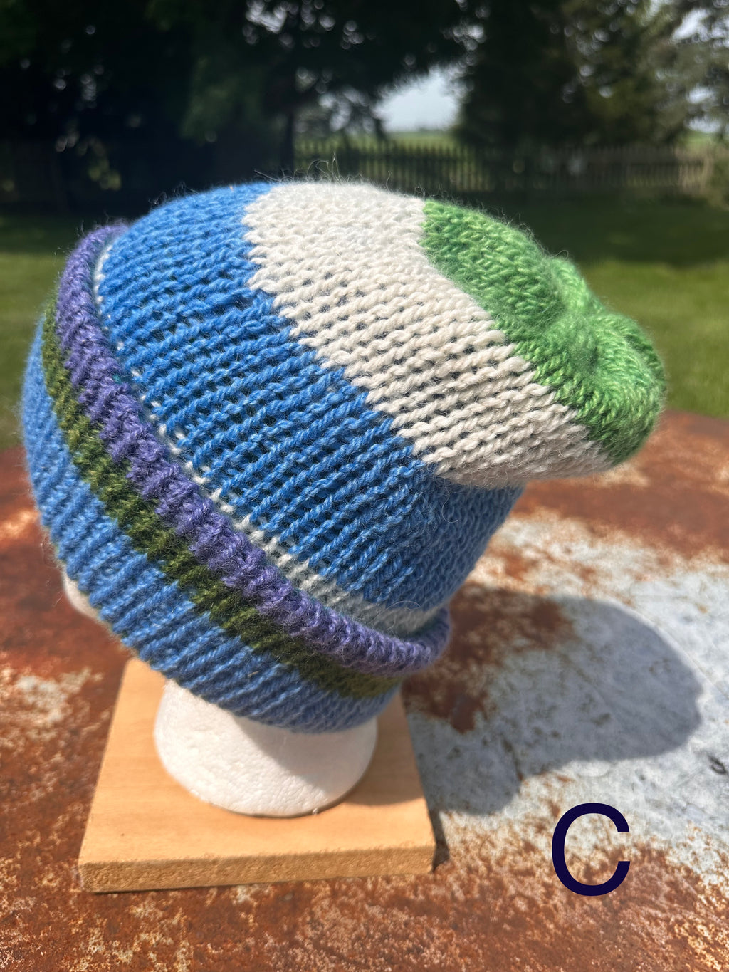 Thick Reversible English Double knit Alpaca hat with fold over brim (Copy)