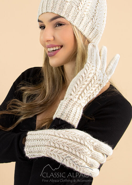 Classic Alpaca Herringbone Gloves image 0