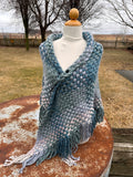 Hand woven alpaca shawl with fringe. 20% Alpaca  plus Acrylic. Chunky yarn.
