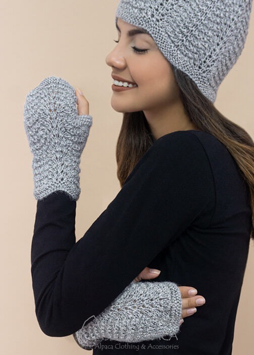 Classic Alpaca Scallop Lace Fingerless Gloves image 1