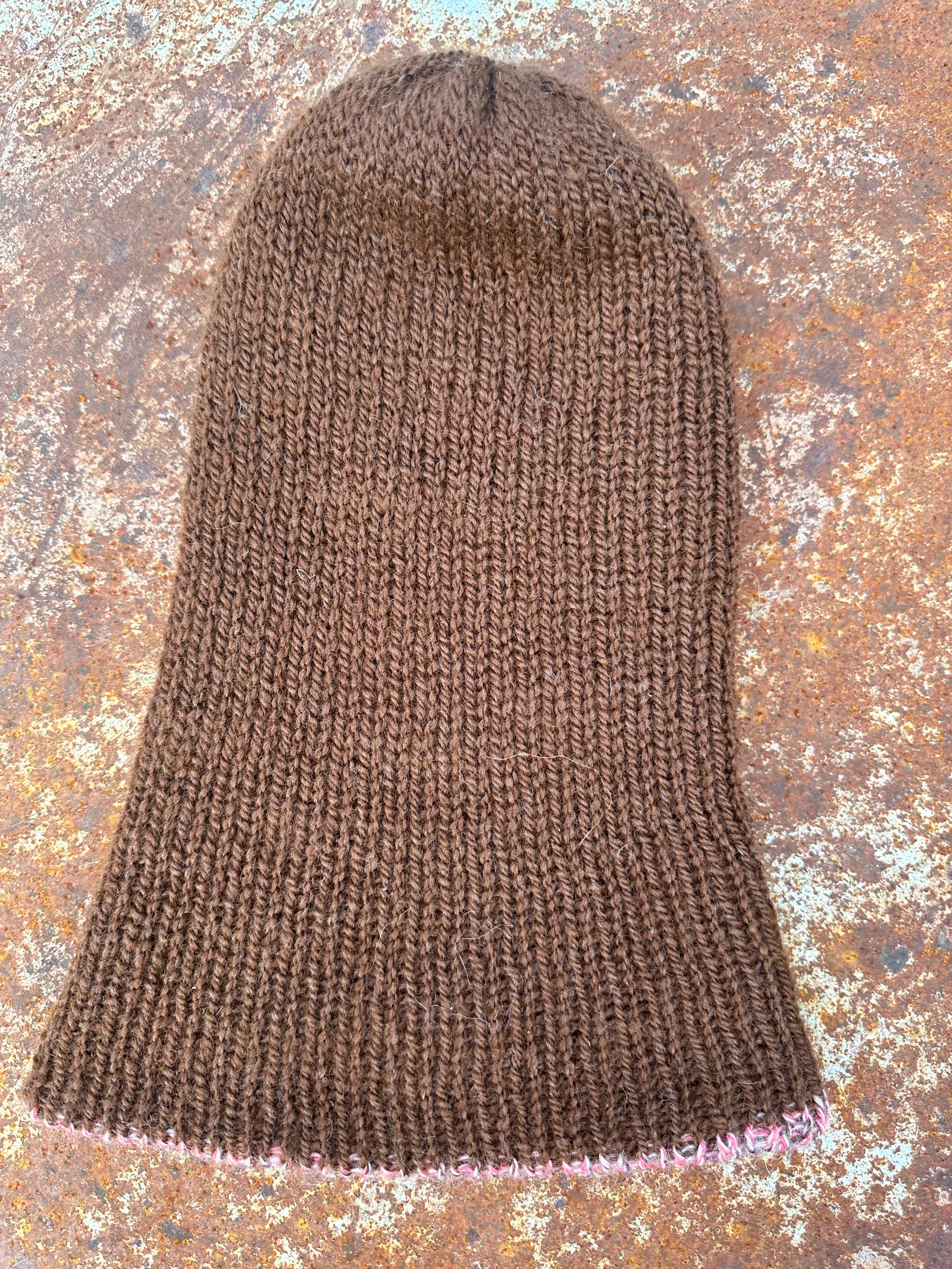 Double knit 100% Alpaca hat with fold over brim. Reversible.