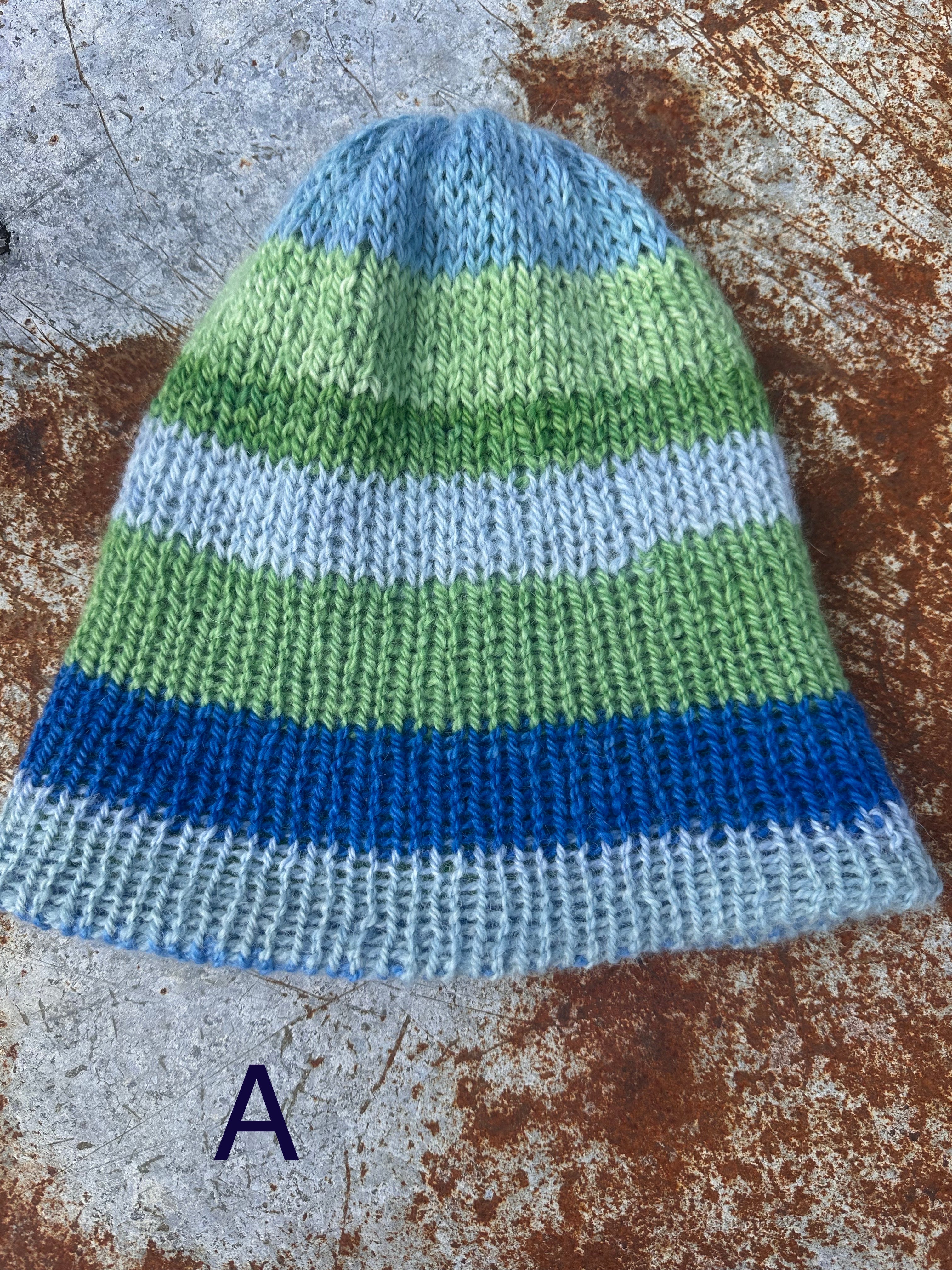 Thick Reversible English Double knit Alpaca hat with fold over brim