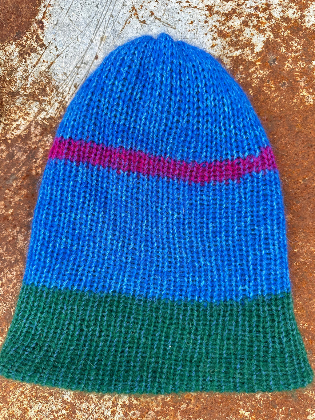 Thick English Double Knit Alpaca hat with fold over brim. Reversible. 3 colors.