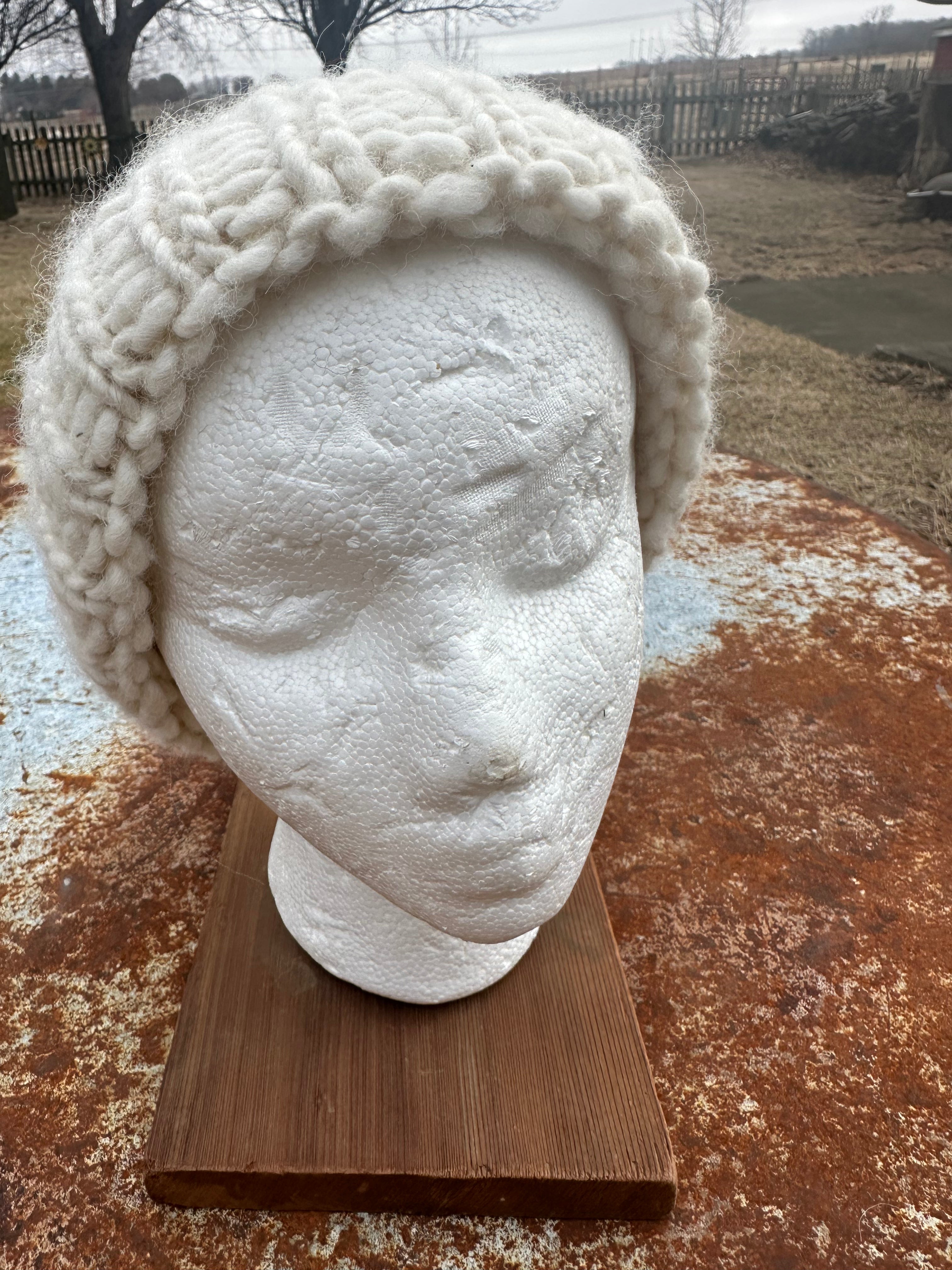 Chunky 100% Alpaca hand knit hat. Natural fiber.