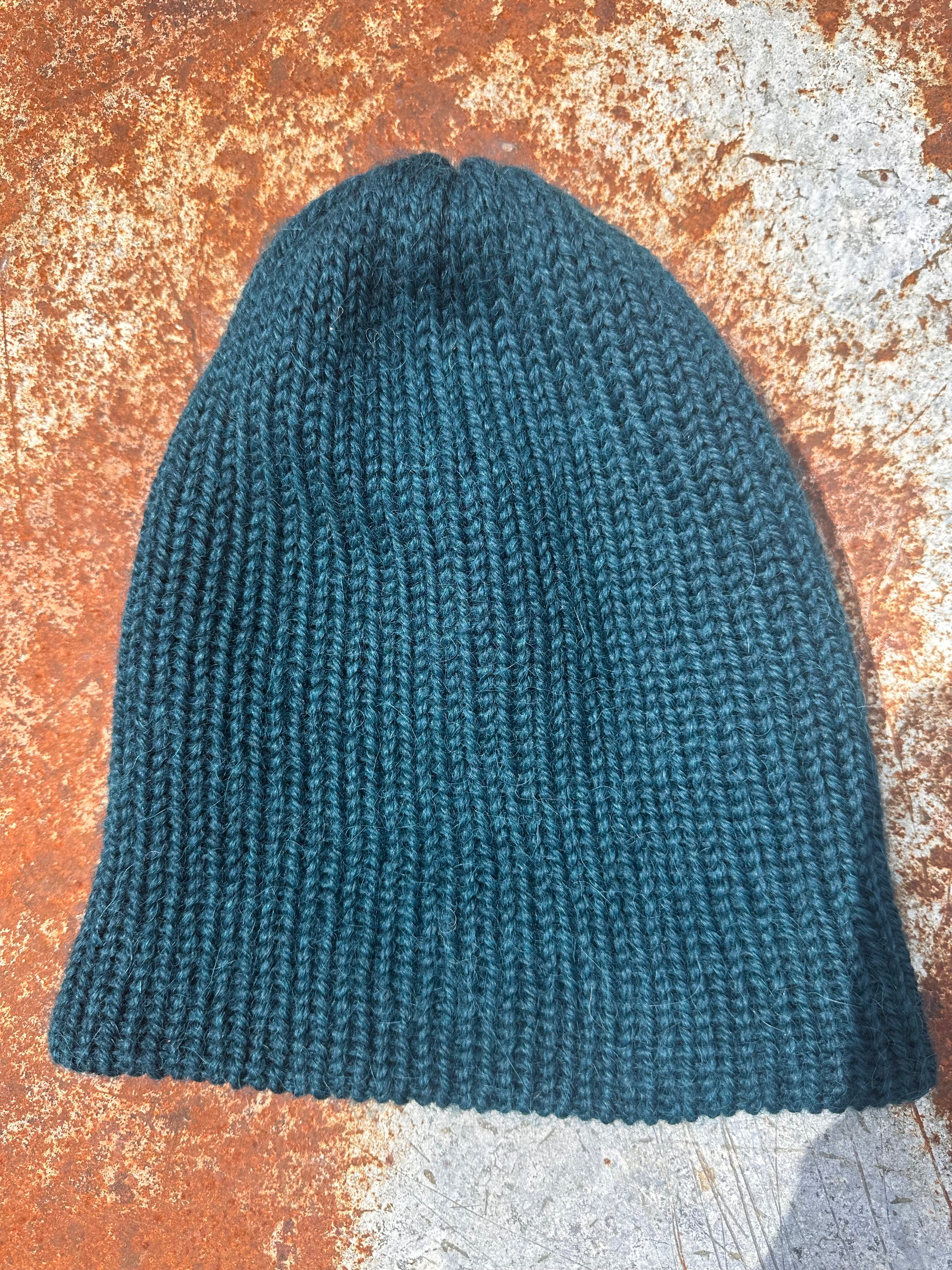 Double knit Alpaca hat with fold over brim