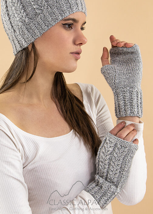 Classic Alpaca Herringbone Fingerless Glove image 1