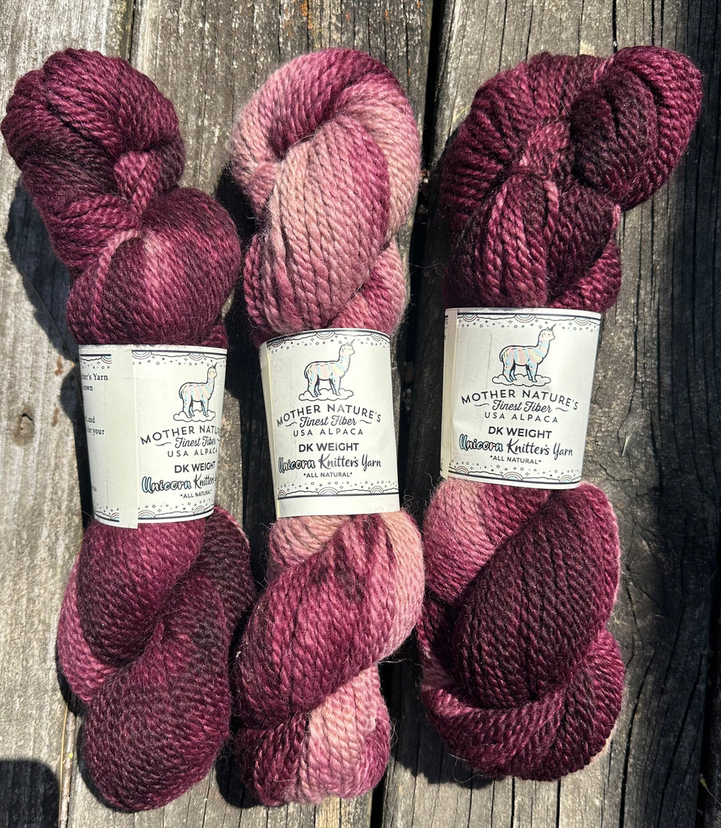 200 yards DK Variegated Alpaca/Merino Yarn.