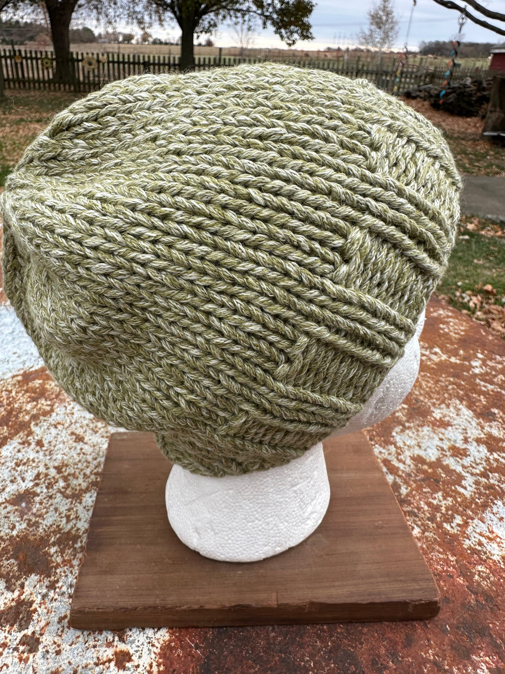 Alpaca/Cotton  textured chunky  hat. Hand knit. Natural Fiber.