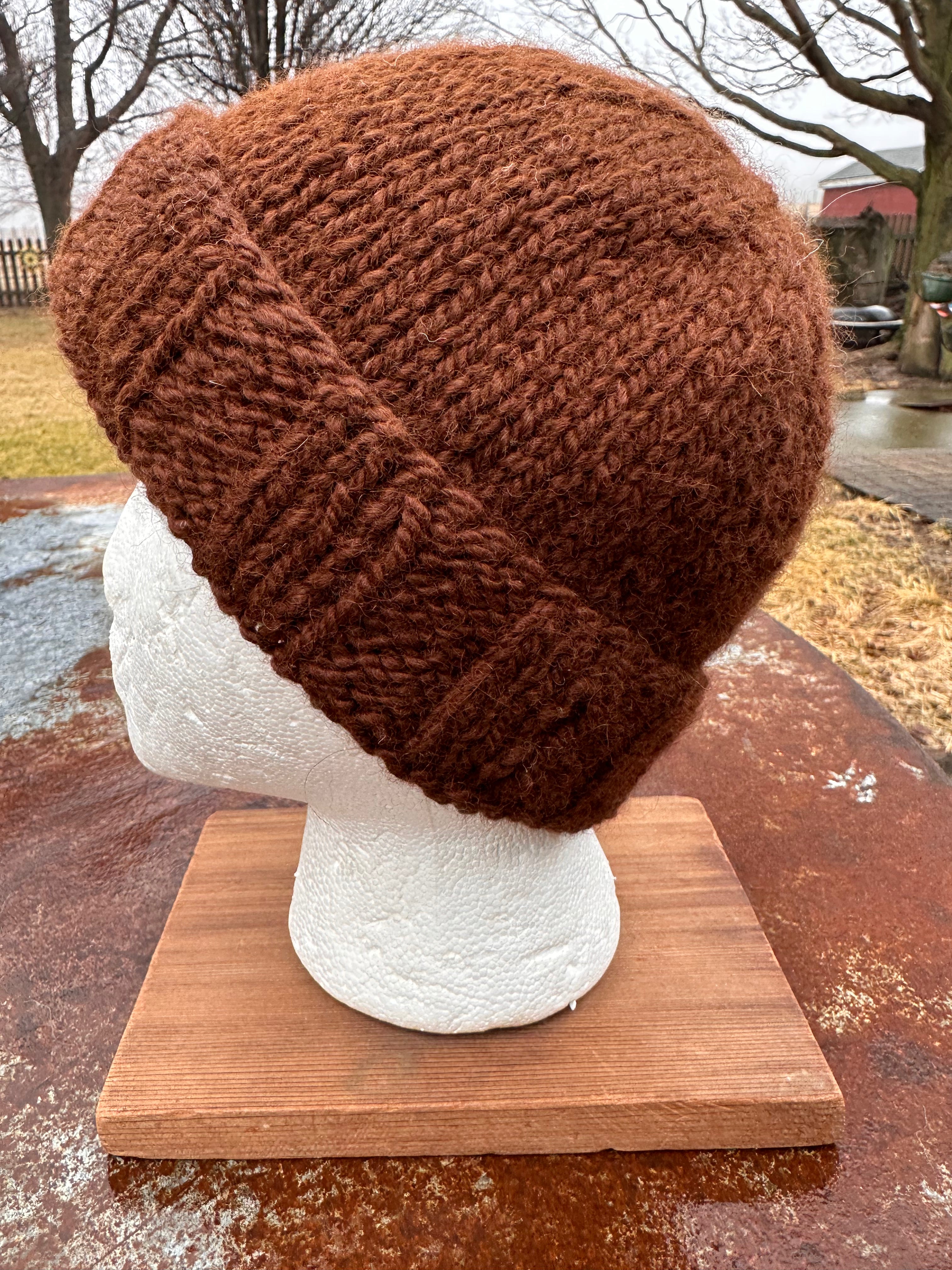 Chunky 100% Alpaca hand knit hat. Natural fiber.