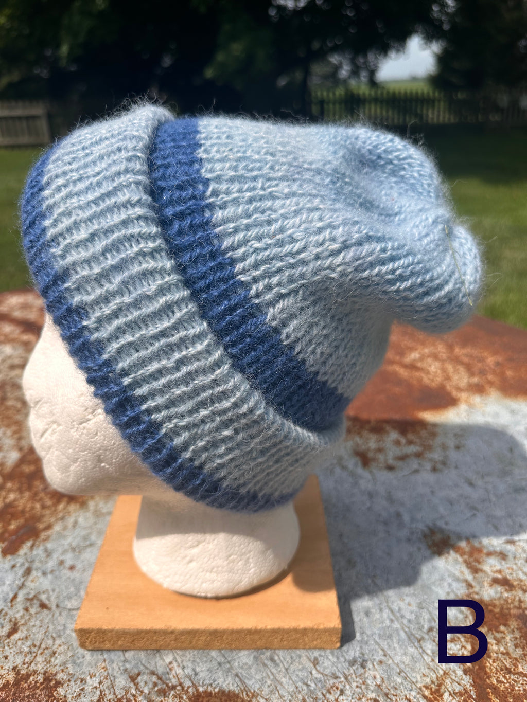 Thick Reversible English Double knit Alpaca hat with fold over brim